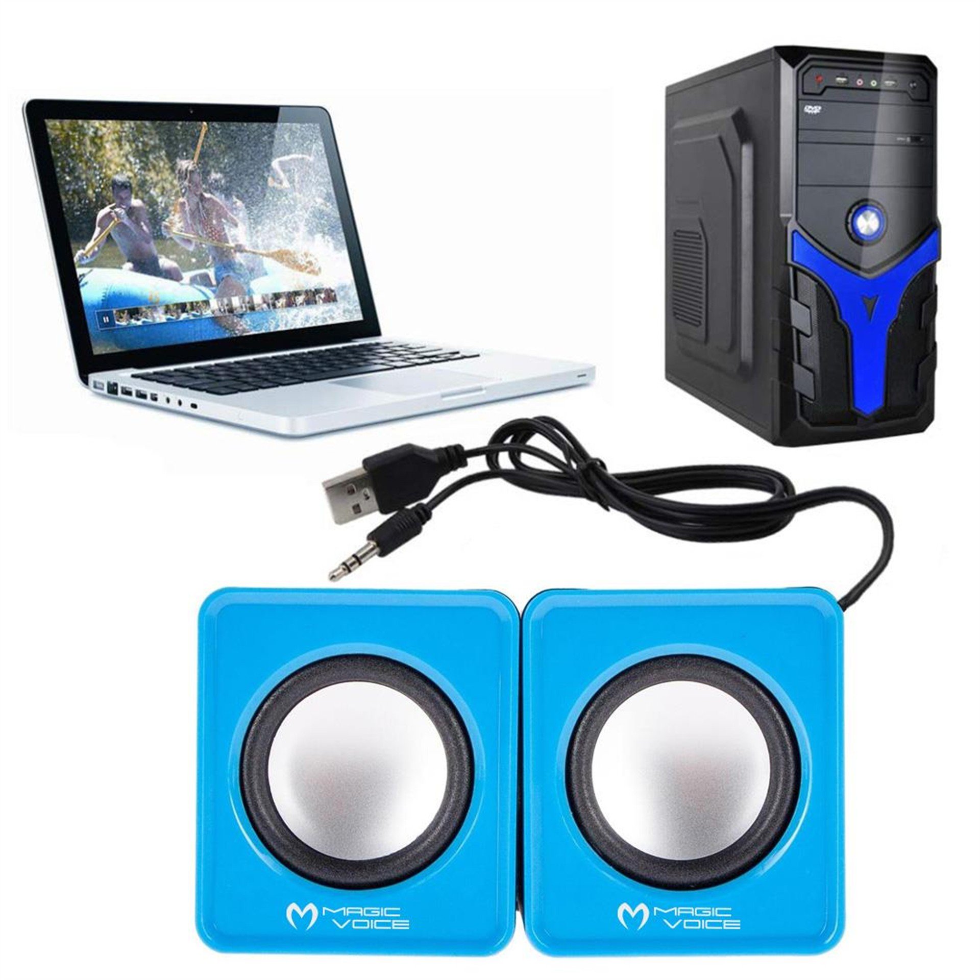 MagicVoice MagicVoice T-001 1+1 Kare Model Mini USB Hoparlör - Speaker (2*3 Watt) - Ses Sistemleri