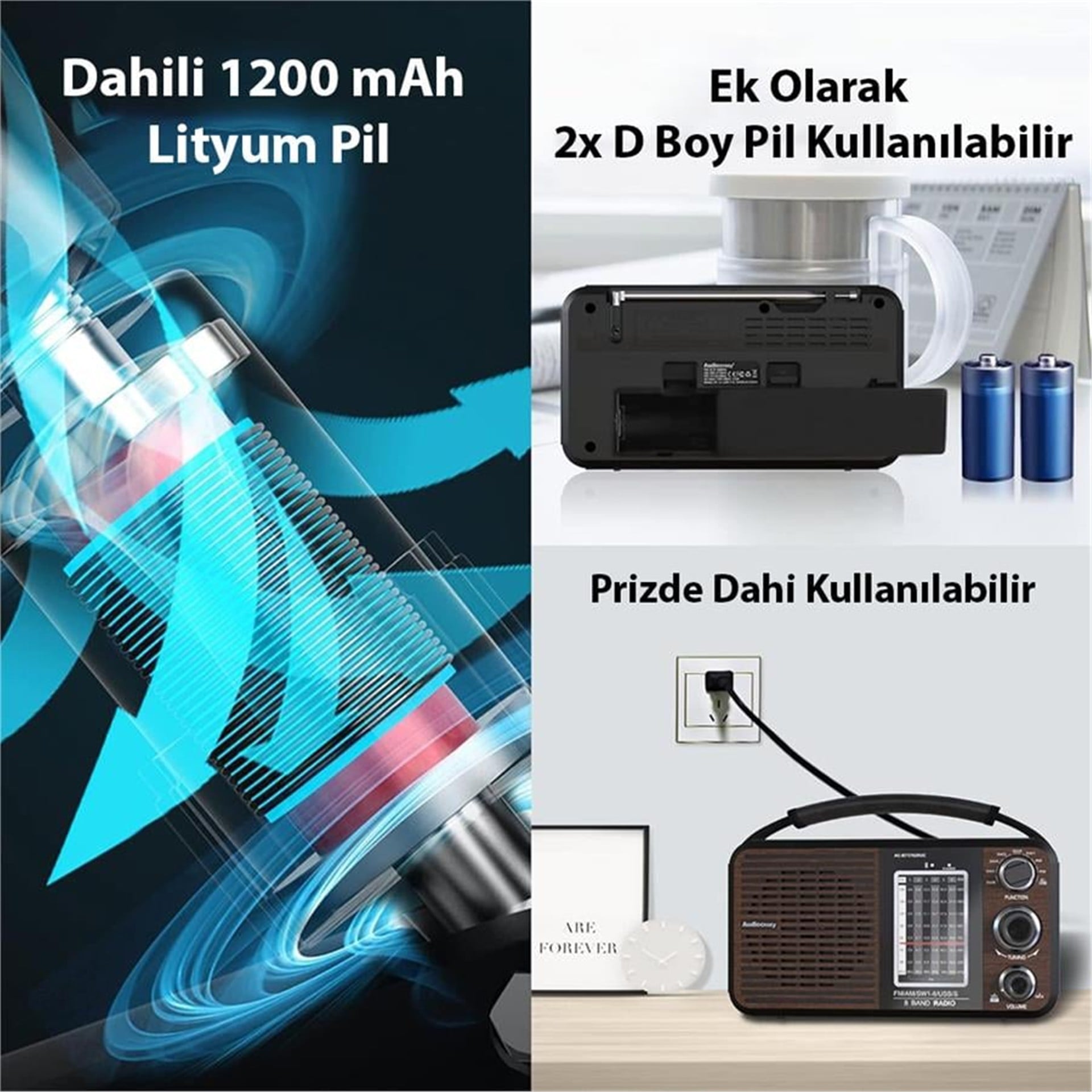 MagicVoice MagicVoice USR11 Portatif Analog Radyo FM-USB-SD/MMC-AUX (88-108 FM Frekans Aralığı) - Radyo Müzik Kutusu