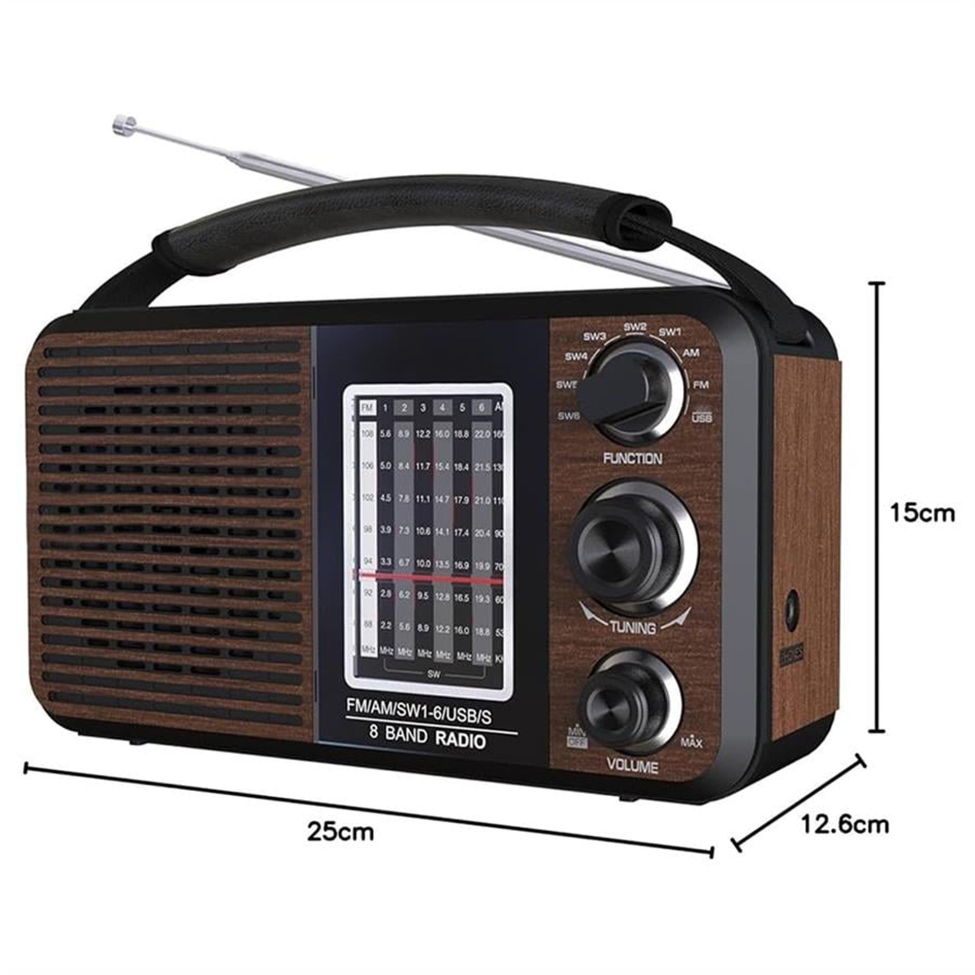 MagicVoice MagicVoice USR11 Portatif Analog Radyo FM-USB-SD/MMC-AUX (88-108 FM Frekans Aralığı) - Radyo Müzik Kutusu