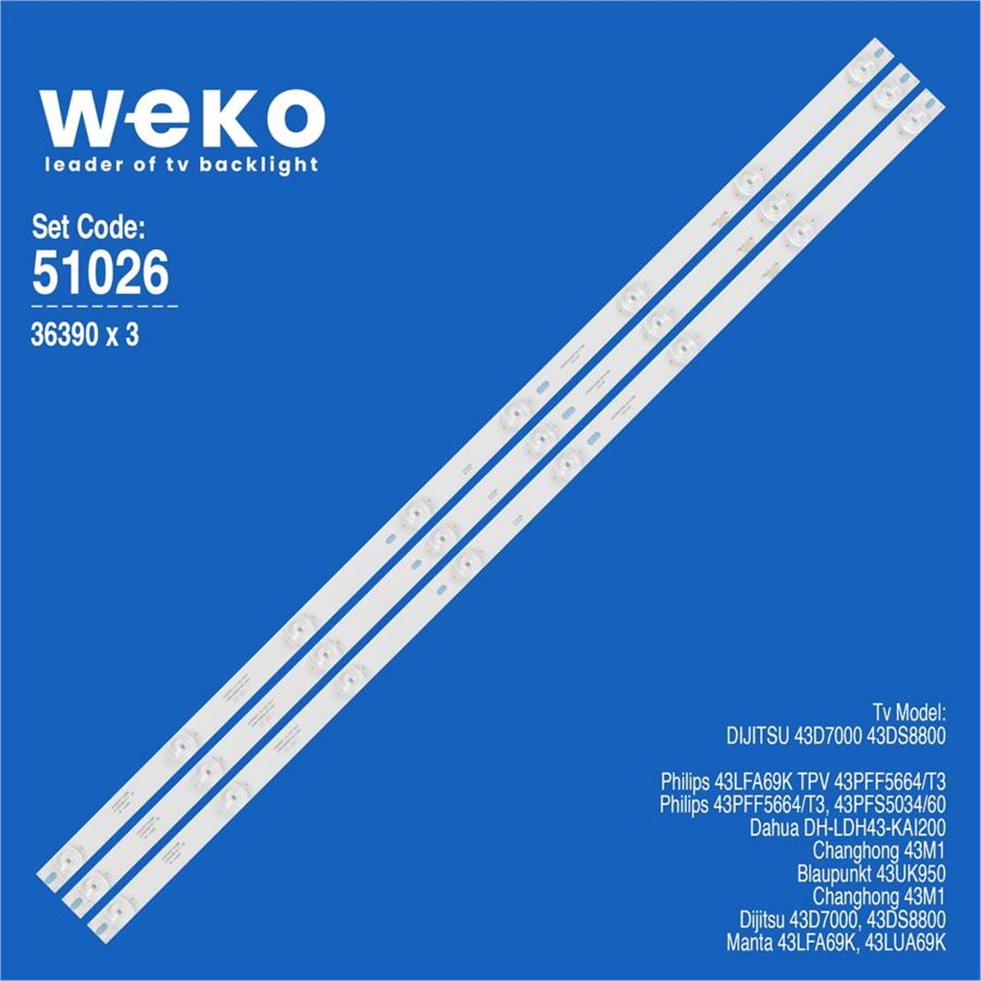 Weko Manta 43LUA69K43'' 3 Adet Tv Led Bar - Diğer Led Bar Çeşitleri