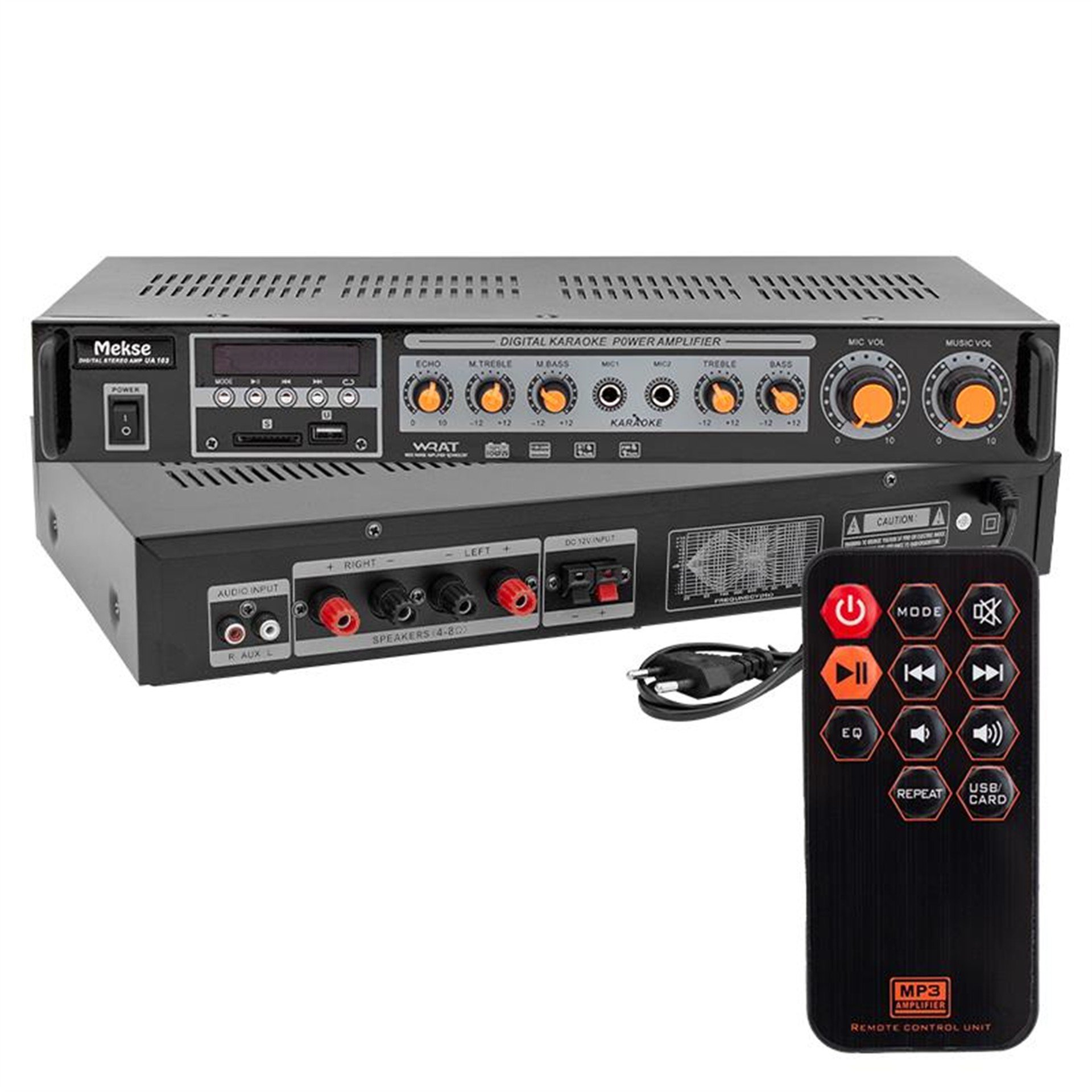 Mekse Mekse USB-AUX-UK-Bluetooth 220V-12V Giriş Led Ekran 2X50W RMS Stereo Anfi UA-103 - Seslendirme Amfileri