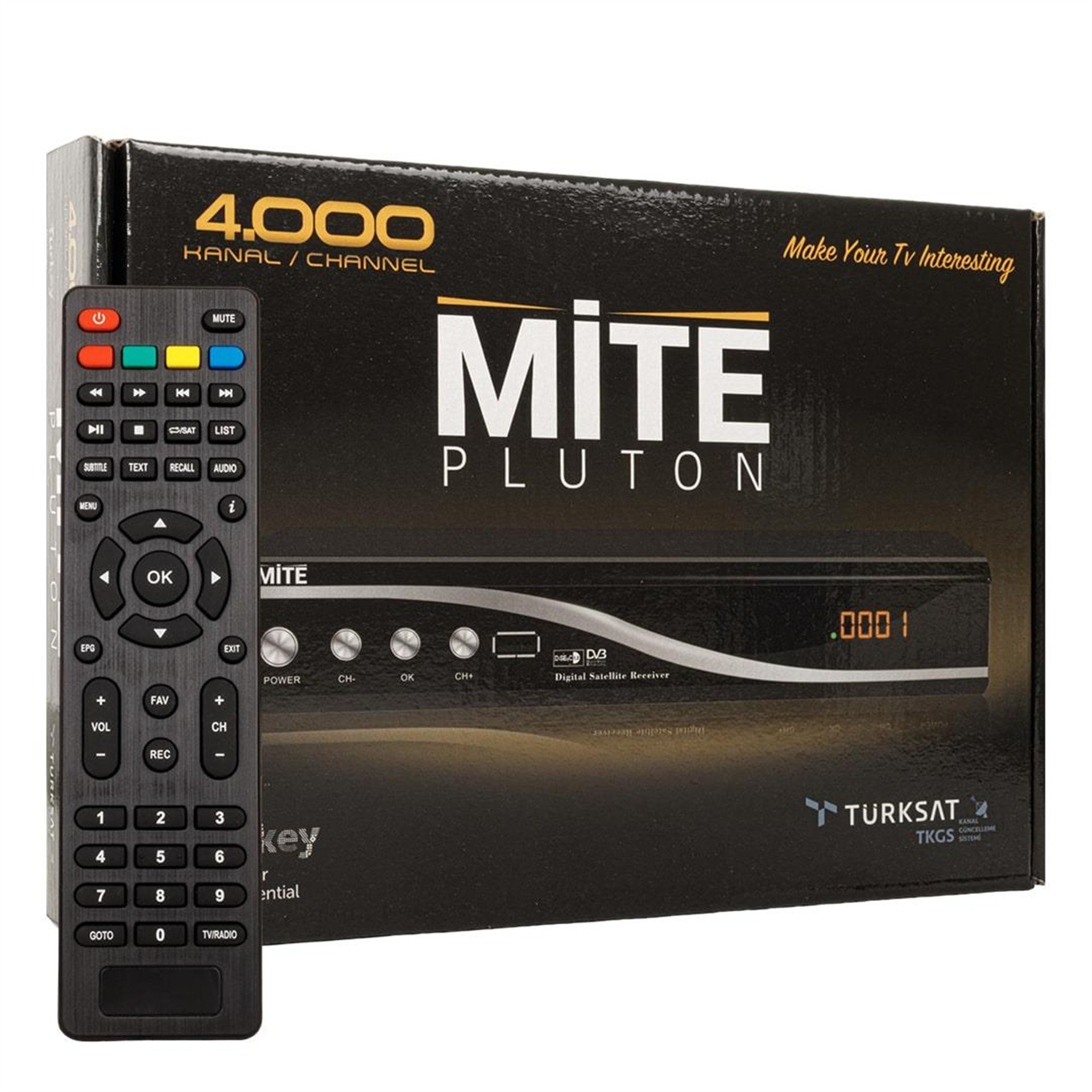 Mite Mite Pluton Tkgs'li  Kasalı Full Hd Uydu Alıcısı (Scart+Hd+Rca) - HD Uydu Alıcılar