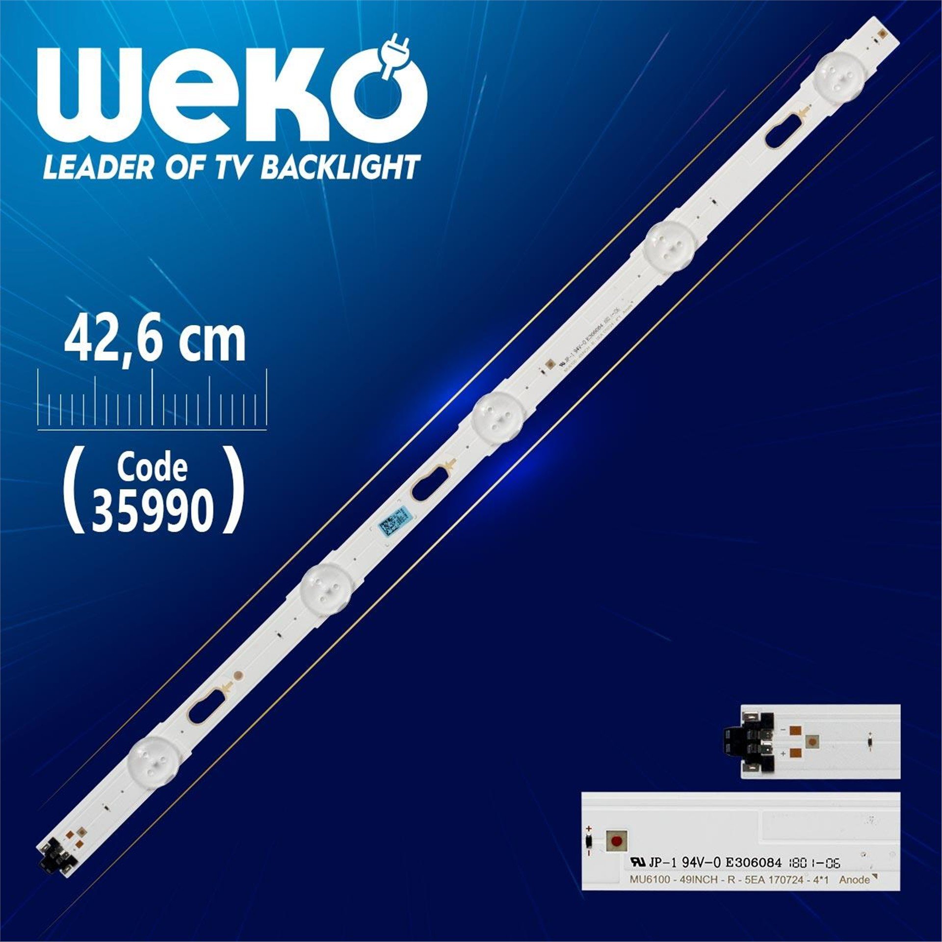 Weko MU6100 49İNCH-R-5EA 170724-4*1 ANODE 5 Ledli 42.6 Cm Tv Led Bar - Tv Led Bar