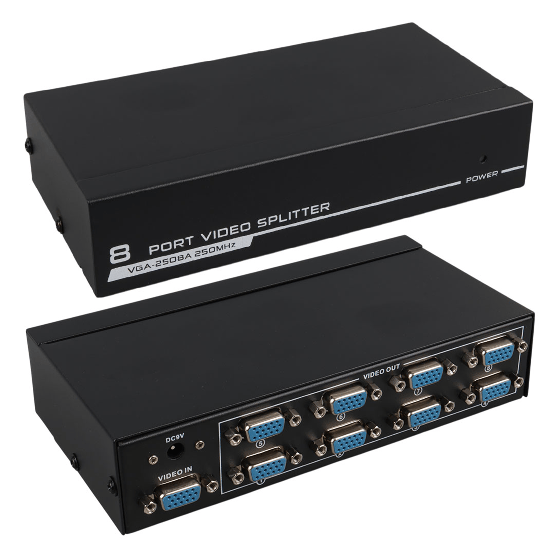 Reyonex Narita Nrt-2508 8 Port Vga Dağıtıcı Çoğaltıcı Splitter 9 Volt Adaptörlü 1920X1440 250Mhz 180X93X40Mm - Çevirici-Dağıtıcılar