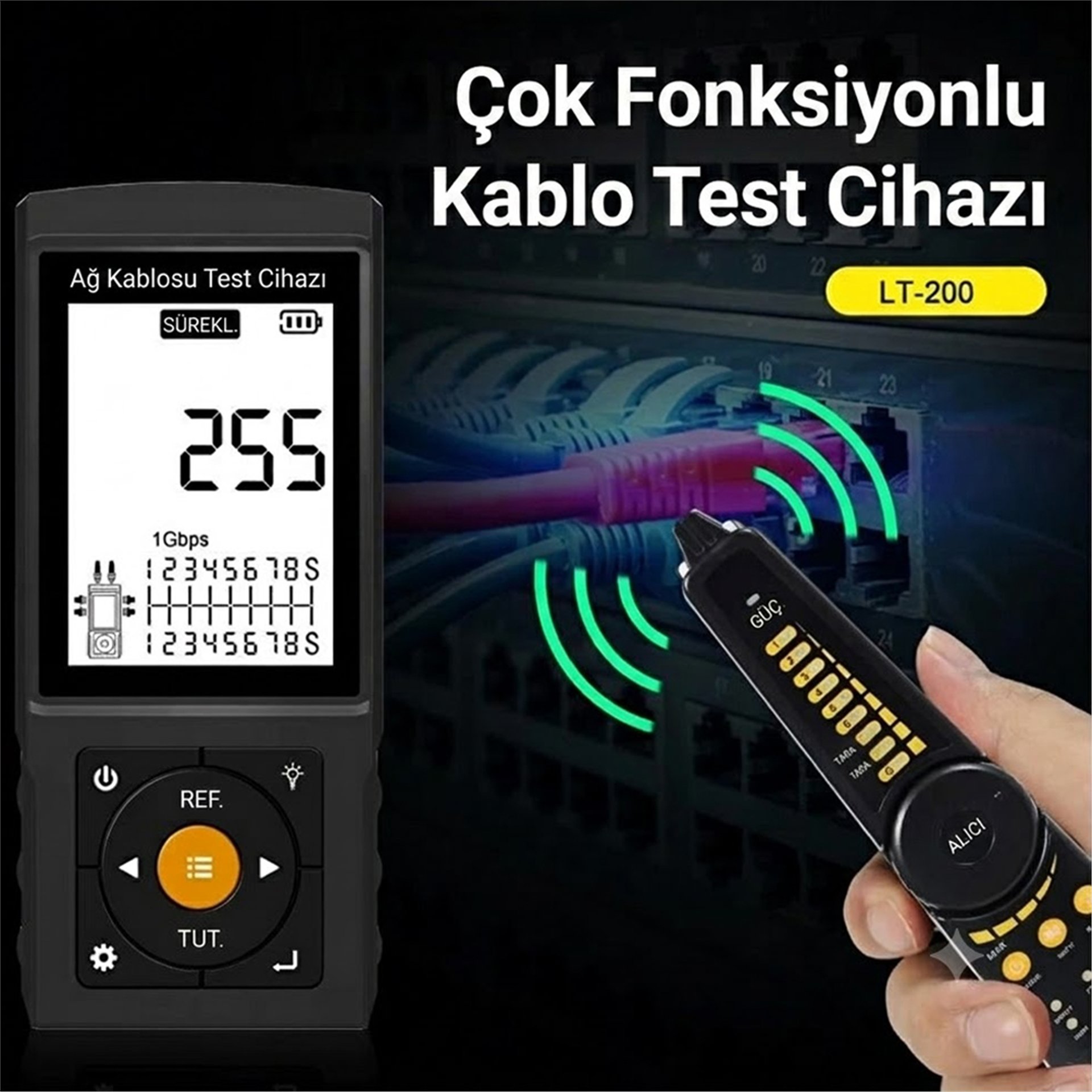 Novacom Novacom NVC-LT200 3'' Lcd Ekranlı Tdr Metraj - Pse Voltaj - Network Kablo Test Cihazı - Kablo Test Cihazı