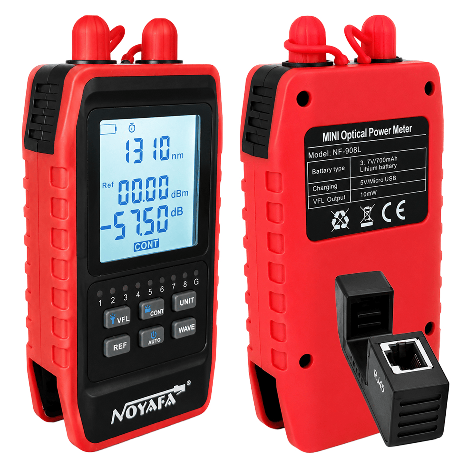 Noyafa Noyafa NF-908L Dijital Çok Fonksiyonlu Mini Fiber Optik Güç Ölçer - 10Mw VFL, RJ45 Test - Kablo Test Cihazı