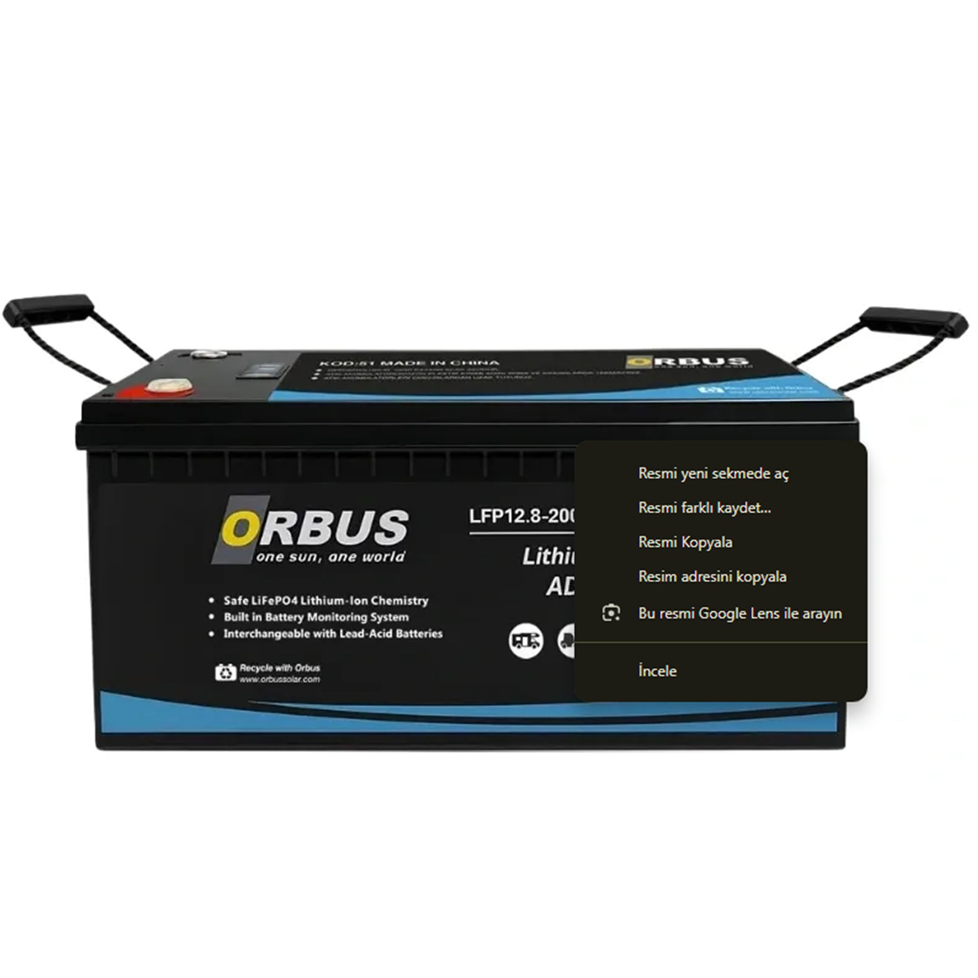 Orbus Orbus 25.6 Volt 200 Amper Lityum Akü (522 X 269 X 220 Mm) - Lityum Akü