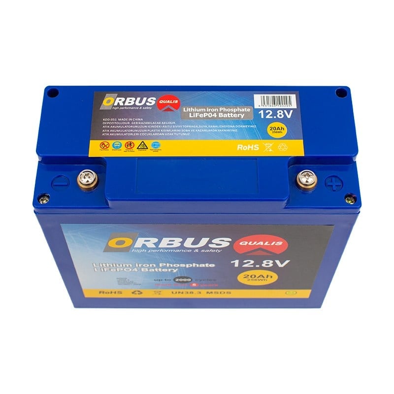 ORBUS LIT-12-20 12.8 VOLT - 20 AMPER LİFEPO4 LİTYUM AKÜ (181 X 77 X 175 MM)