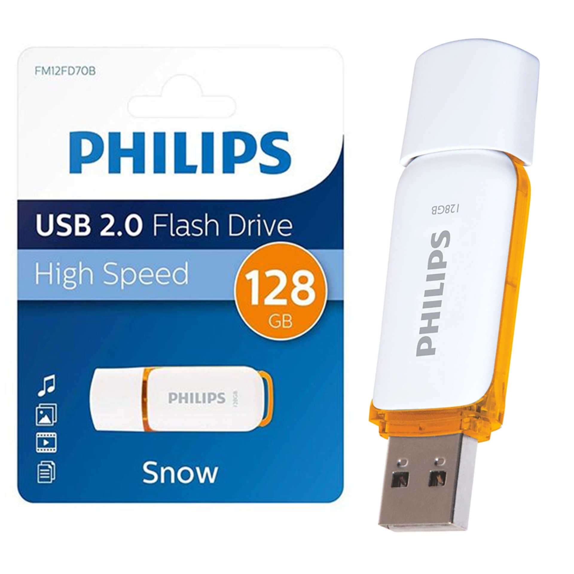 Mert-er Elektronik PHILIPS FM12FD70B/00 128 GB TURUNCU/BEYAZ SNOW USB 2.0 FLASH BELLEK - Kategorisiz