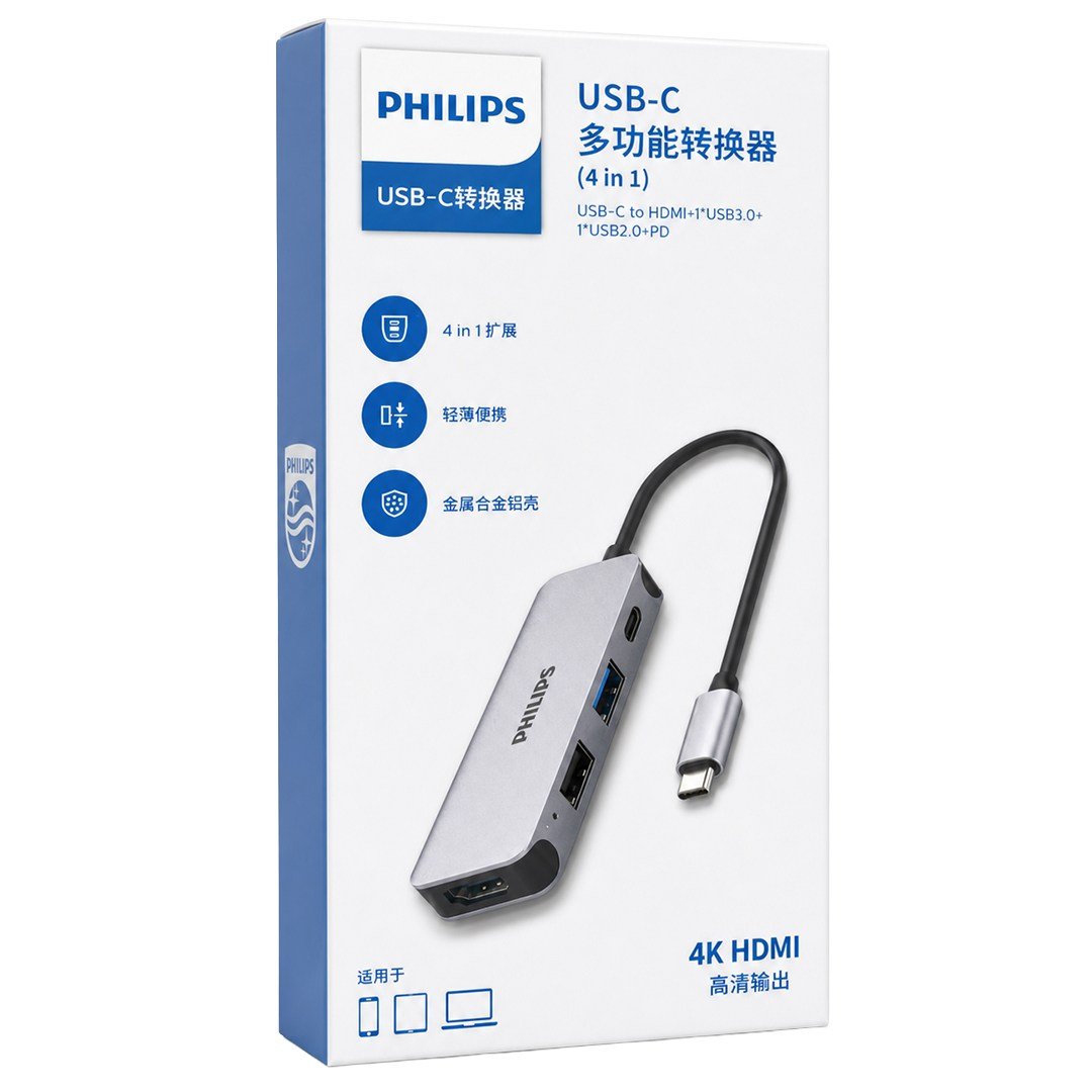 PHİLİPS SWR1607G/93 TYPE-C 4'Ü 1 ARADA ÇOK FONKSİYONLU DÖNÜŞTÜRÜCÜ HUB