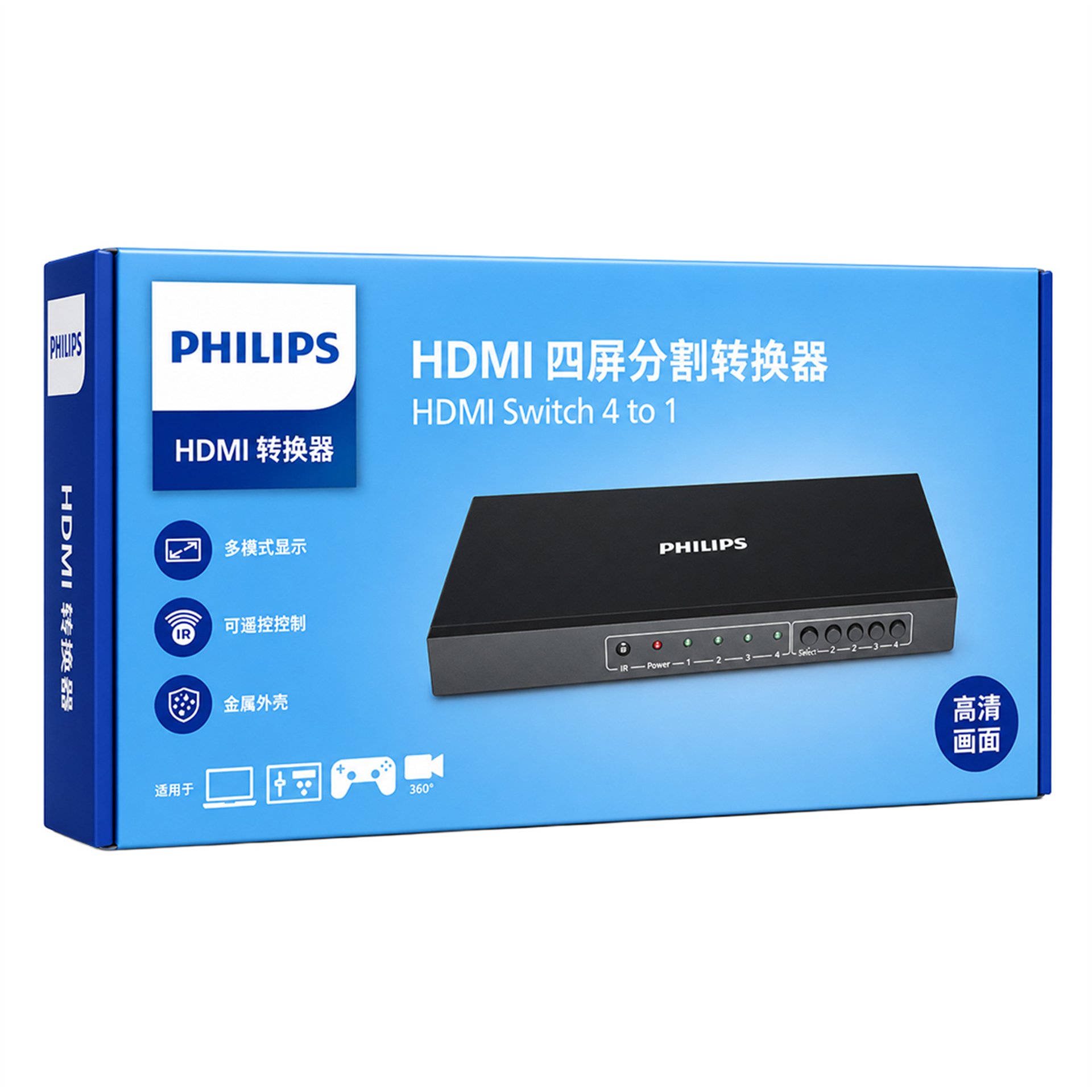 Philips Philips SWR9101W/93 HDMI Quad Multi-Viewer 4-Giriş 1-Çıkış Ekran Bölücü ve Seçici Switch - Hdmi Dağıtıcı