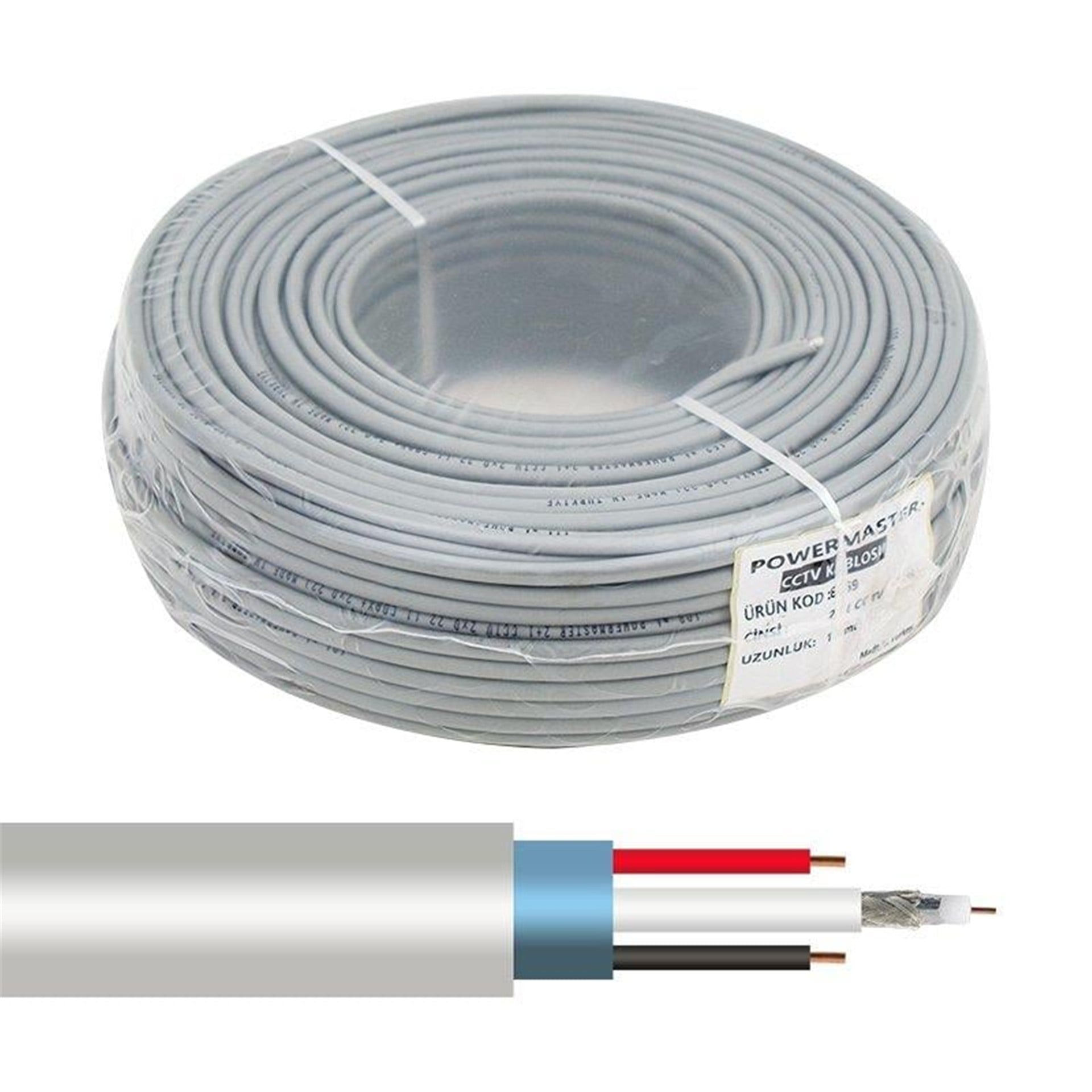 Powermaster Powermaster 2+1 2x0.50 Mm CCTV Kamera Kablosu 100 Metre - Cctv Kablolar