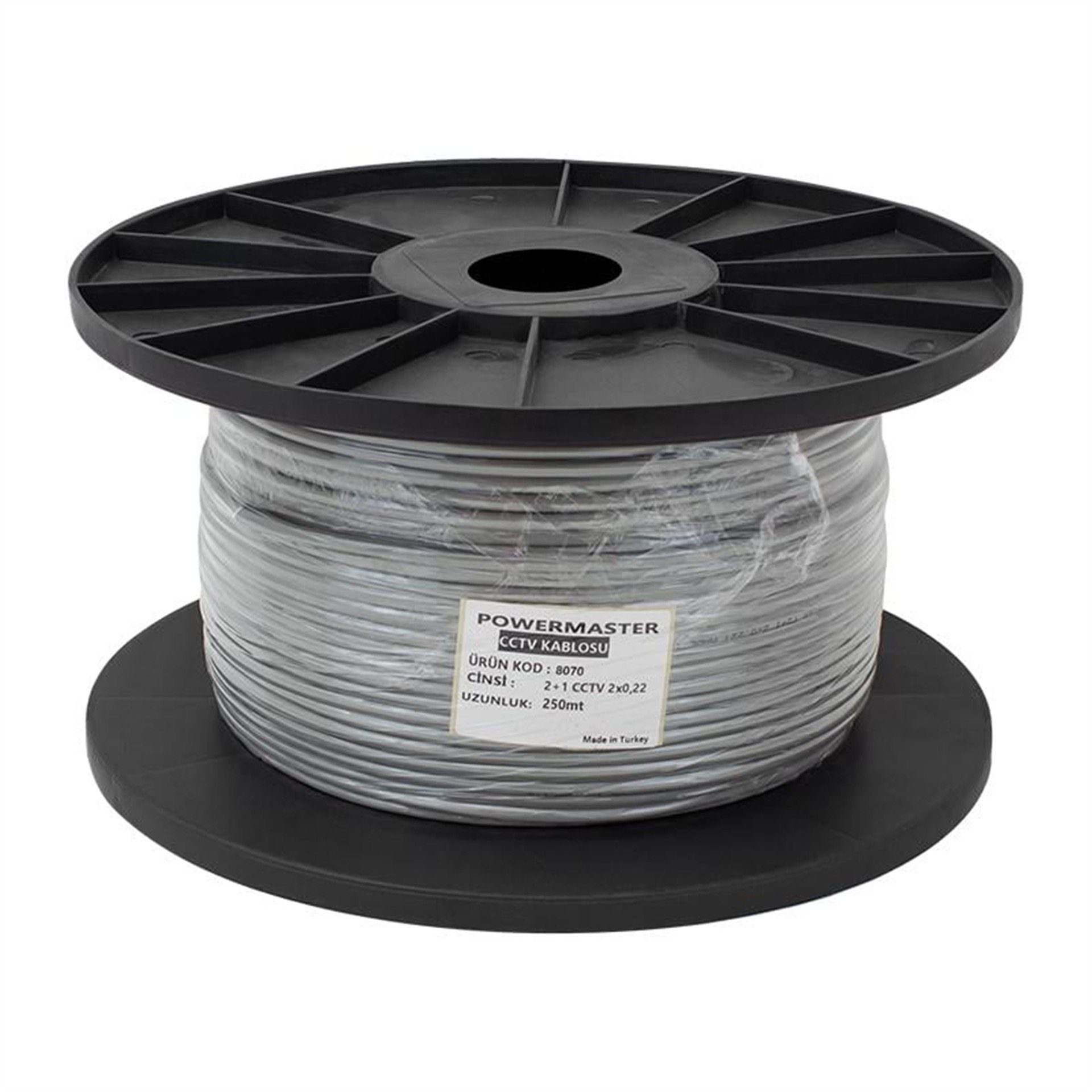 Powermaster Powermaster 2+1 Gri 0.22 Mm CCTV Kamera Kablosu 250 Metre - Cctv Kablolar