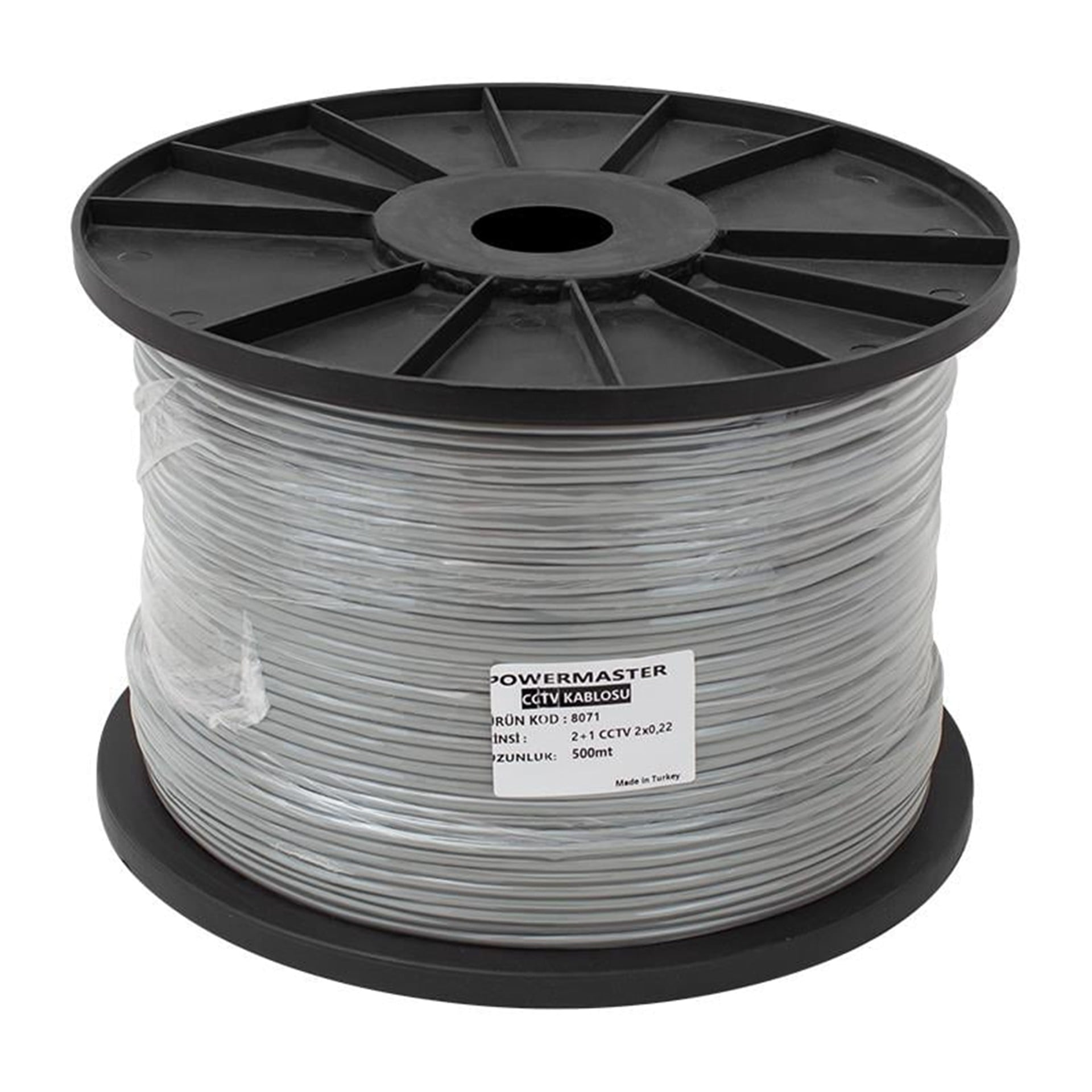 Powermaster Powermaster 2+1 Gri 0.22 Mm CCTV Kamera Kablosu 500 Metre - Cctv Kablolar