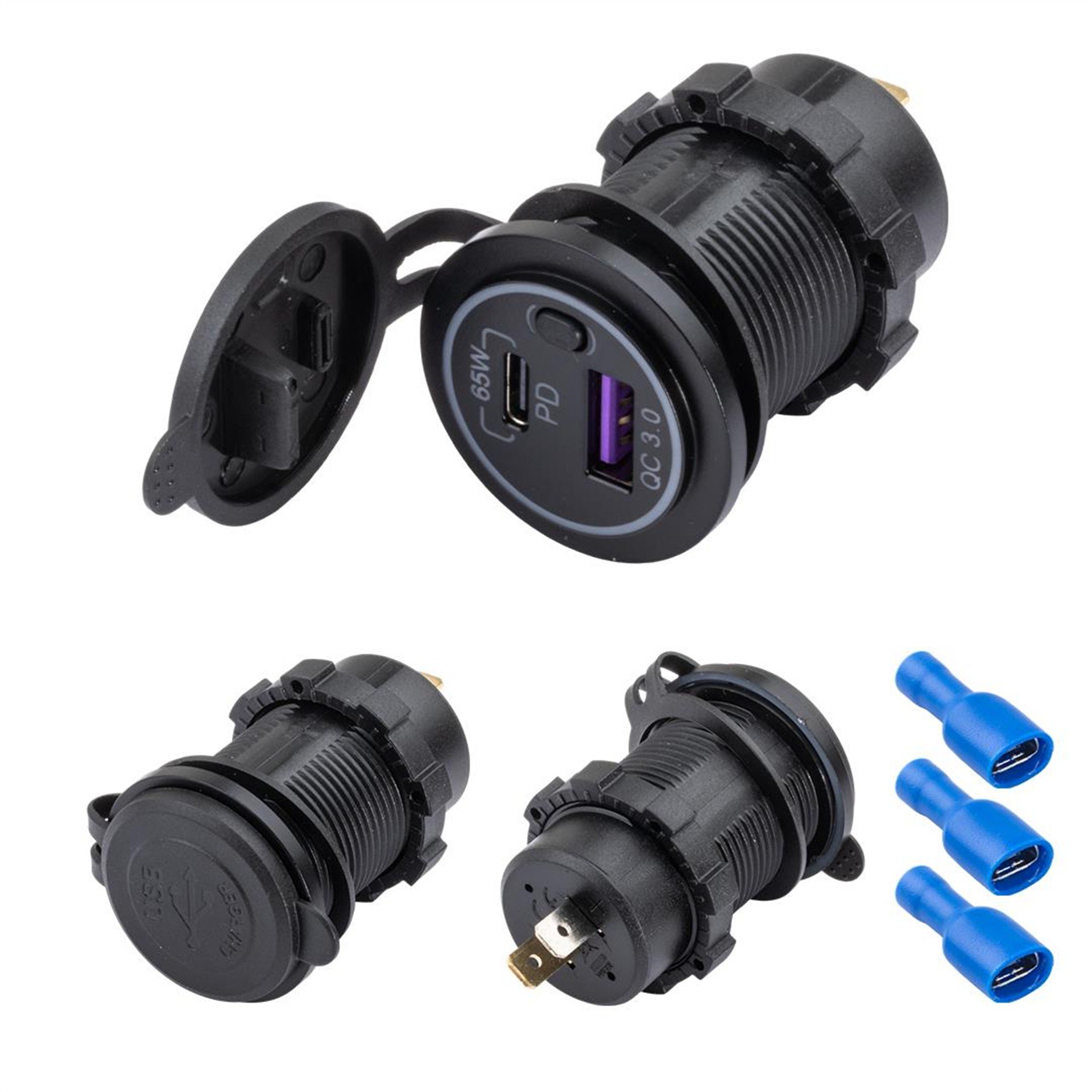 Powermaster Powermaster 28Mm Marin Pano Tipi 12-24V Usb 3.0 / Type C Pd 65W Giriş - Fiş - Jack - Şase