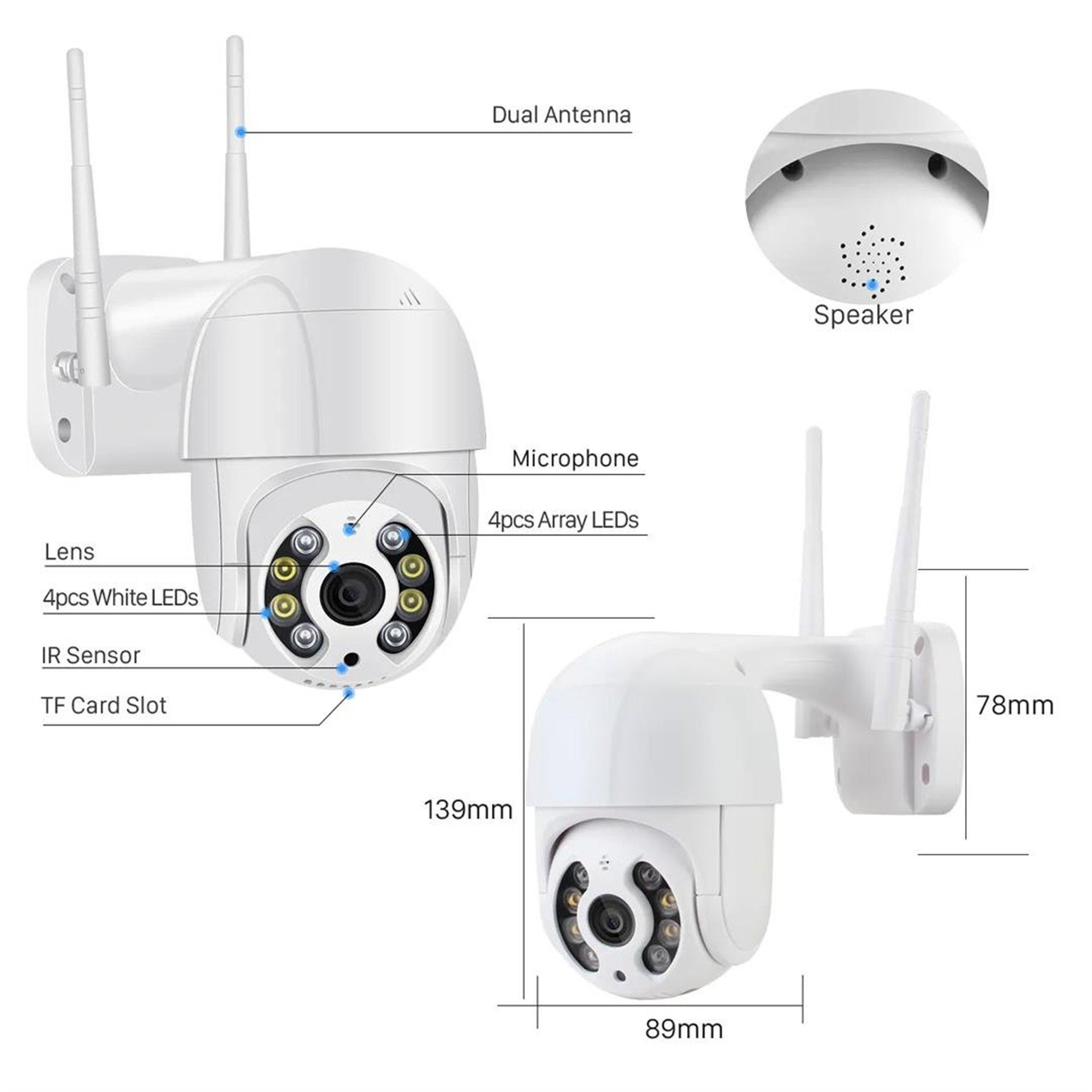 Powermaster PowerMaster 2mp 3.6mm 1080P Wifi Speed Dome PTZ Kamera Poe + 12V - IP Kameralar