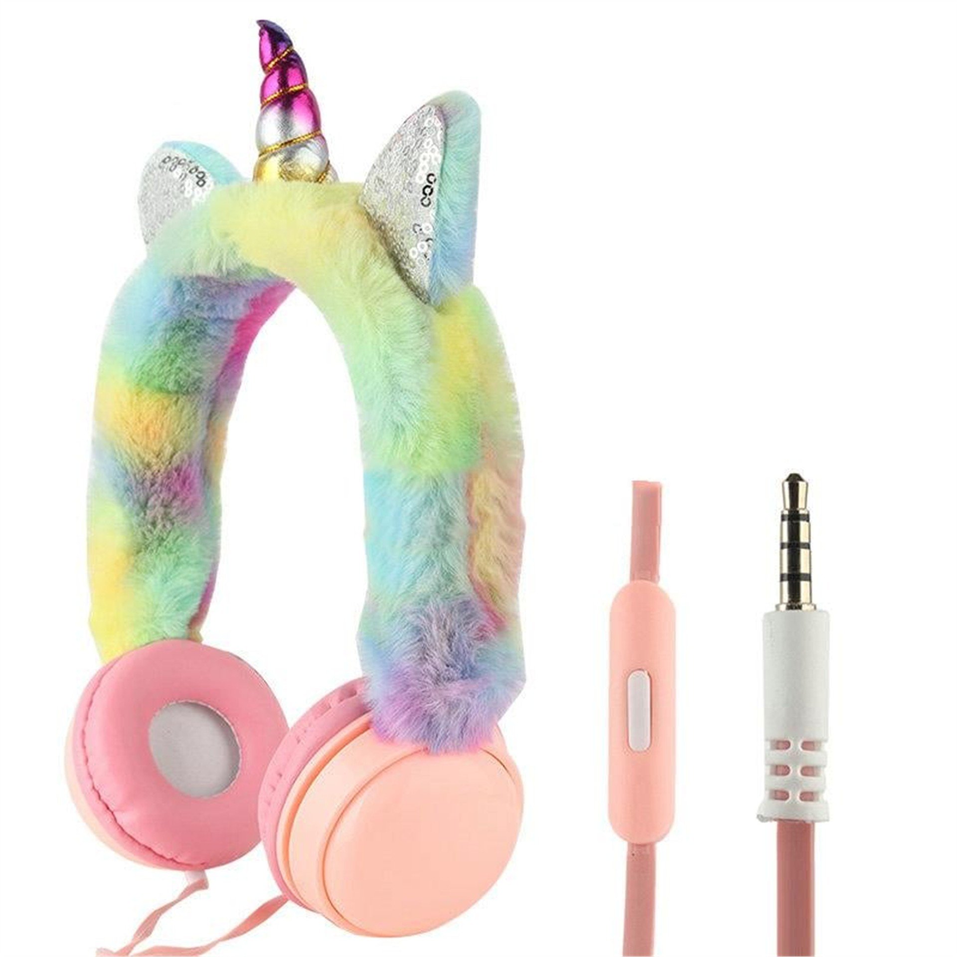 Powermaster Powermaster 3.5 Mm Jack Kablolu Peluş Unicorn Kulaküstü Kulaklık AH-007 - Kulaklık