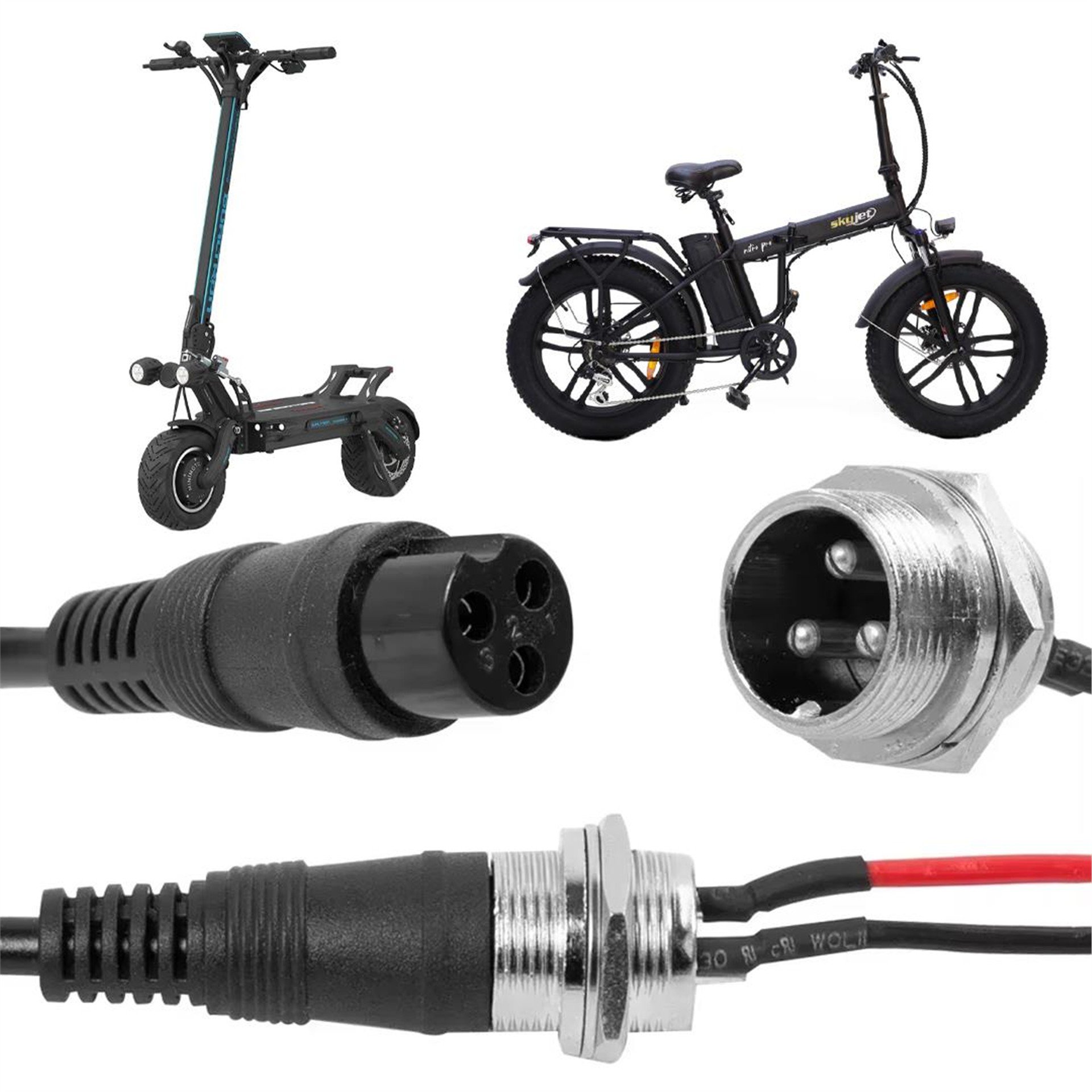 Powermaster PowerMaster 3 Pinli Ginger Elektrikli Bisiklet - Motosiklet - Araç Akü Şarj Konnektörü - Aküler