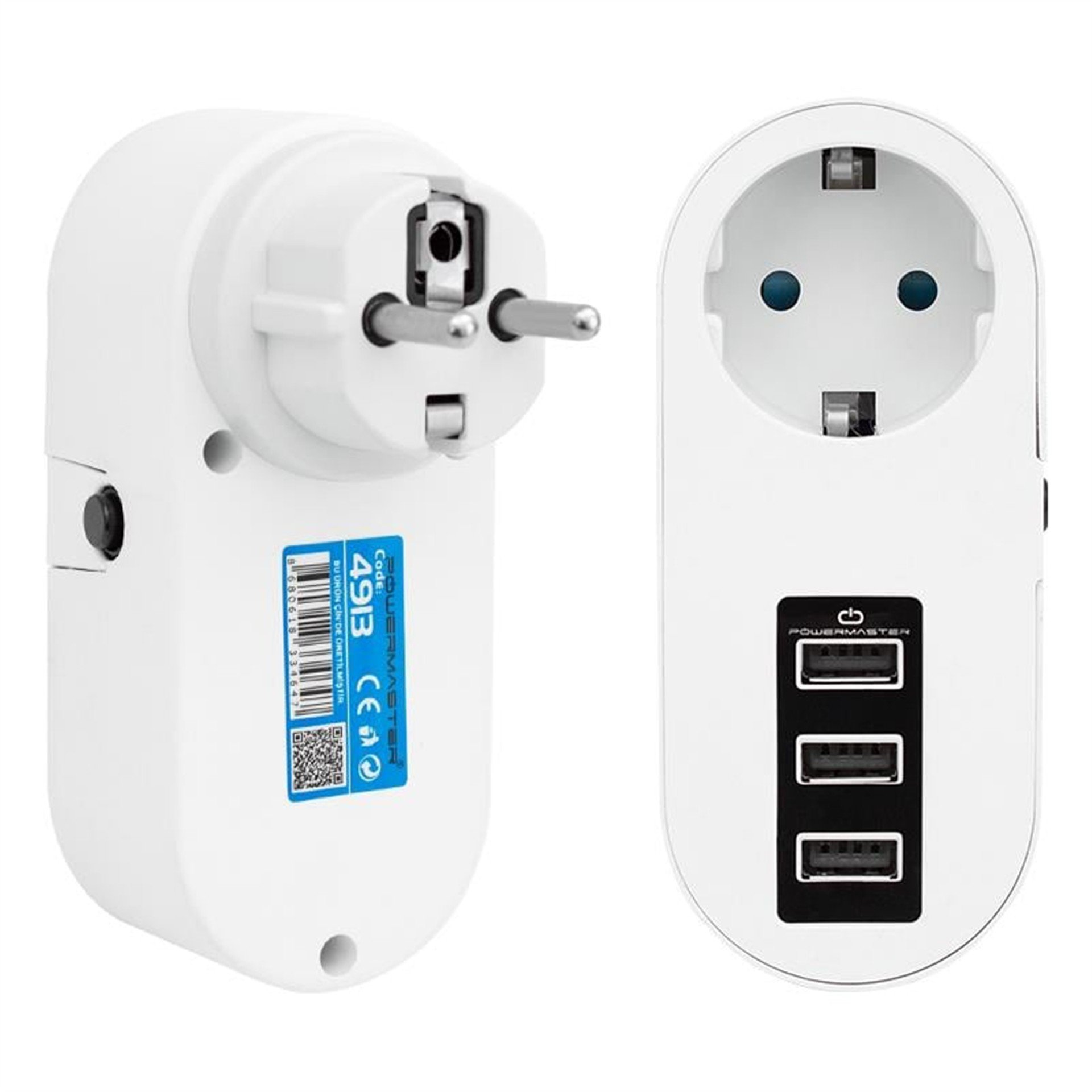 Powermaster Powermaster 3 Usb'li Tekli Termal Akım Korumalı Priz (10A-2500W) PM-4913 - Akım Korumalı Prizler