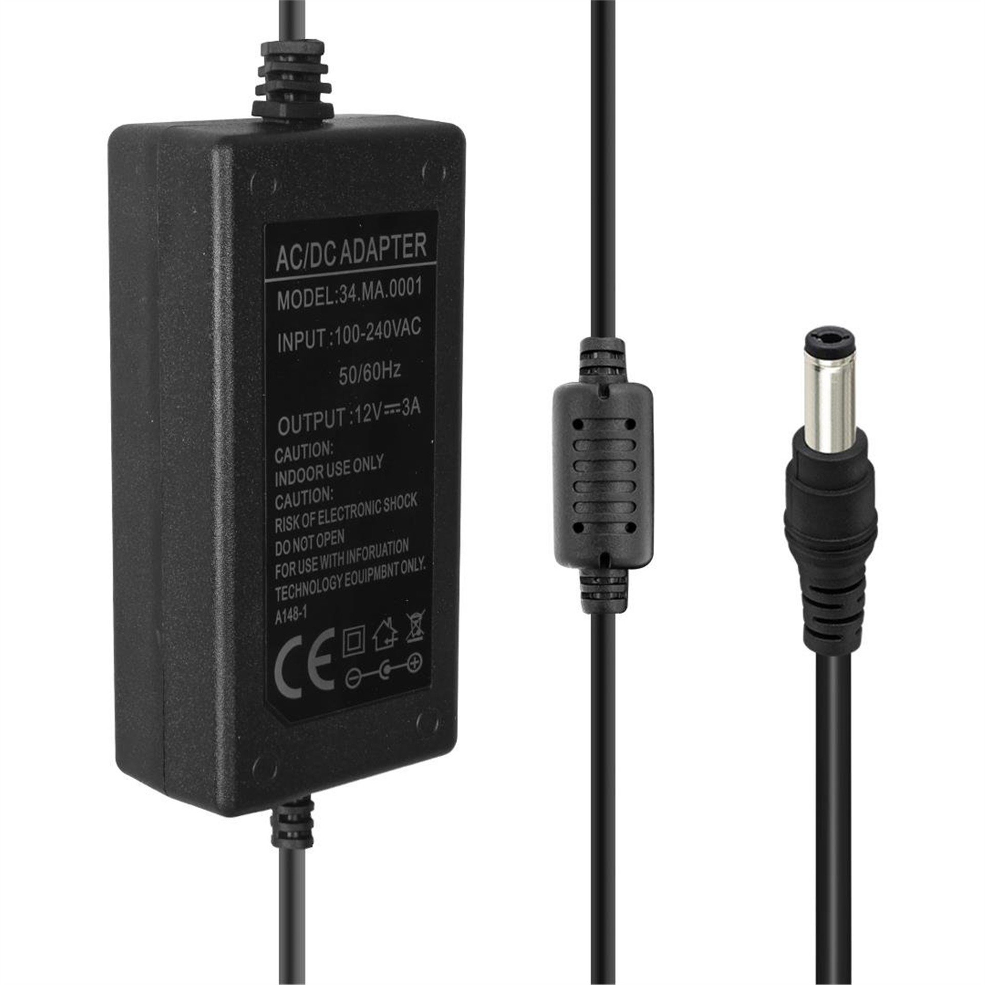 Powermaster Powermaster 34-MA-0001 12 Volt - 3 Amper 5.5x2.5 Uçlu Plastik Kasa Masaüstü Adaptör - Adaptörler