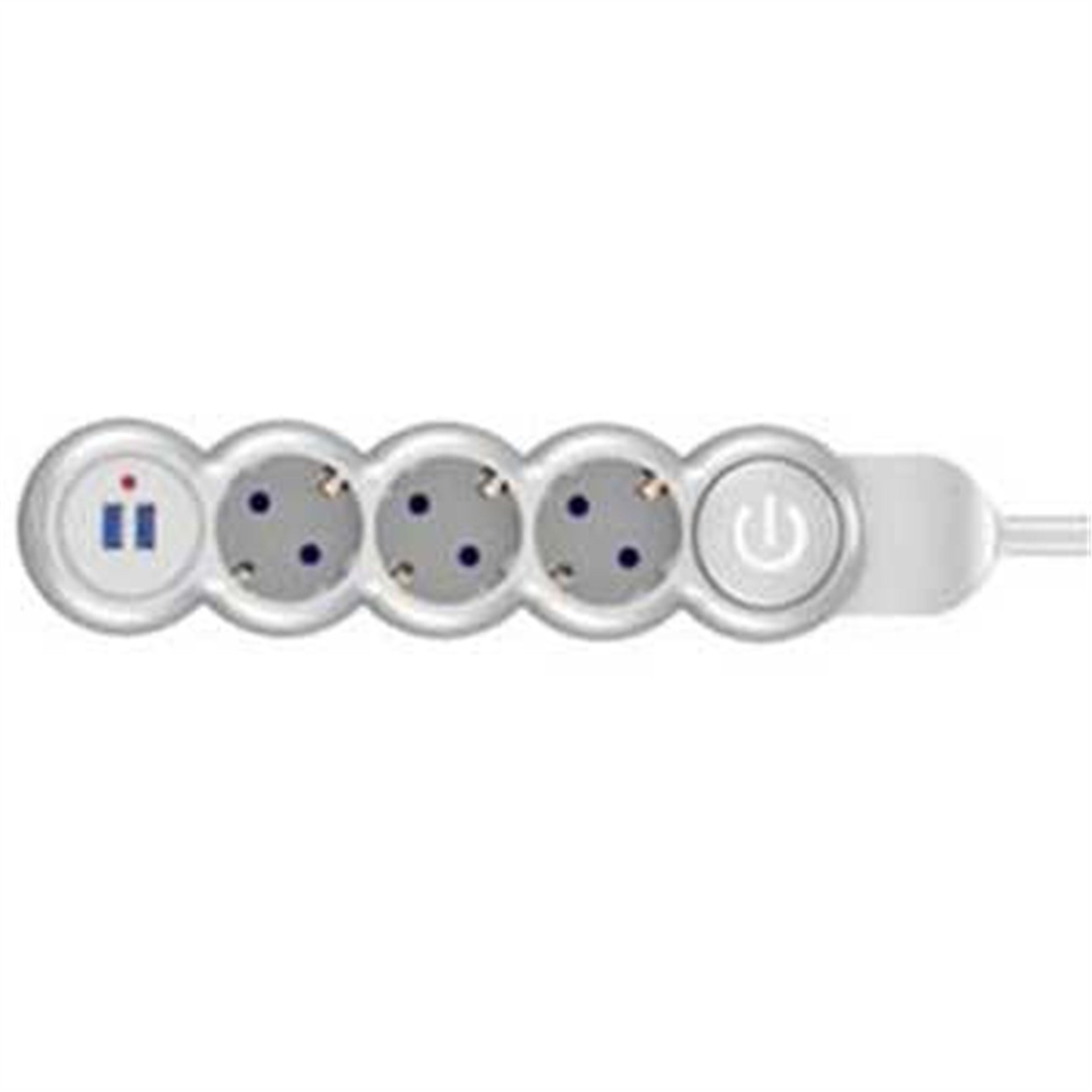 Powermaster Powermaster 3'lü Kablolu Anahtarlı Usb’li 2 Metre Grup Priz PM-4907 - Grup Prizler