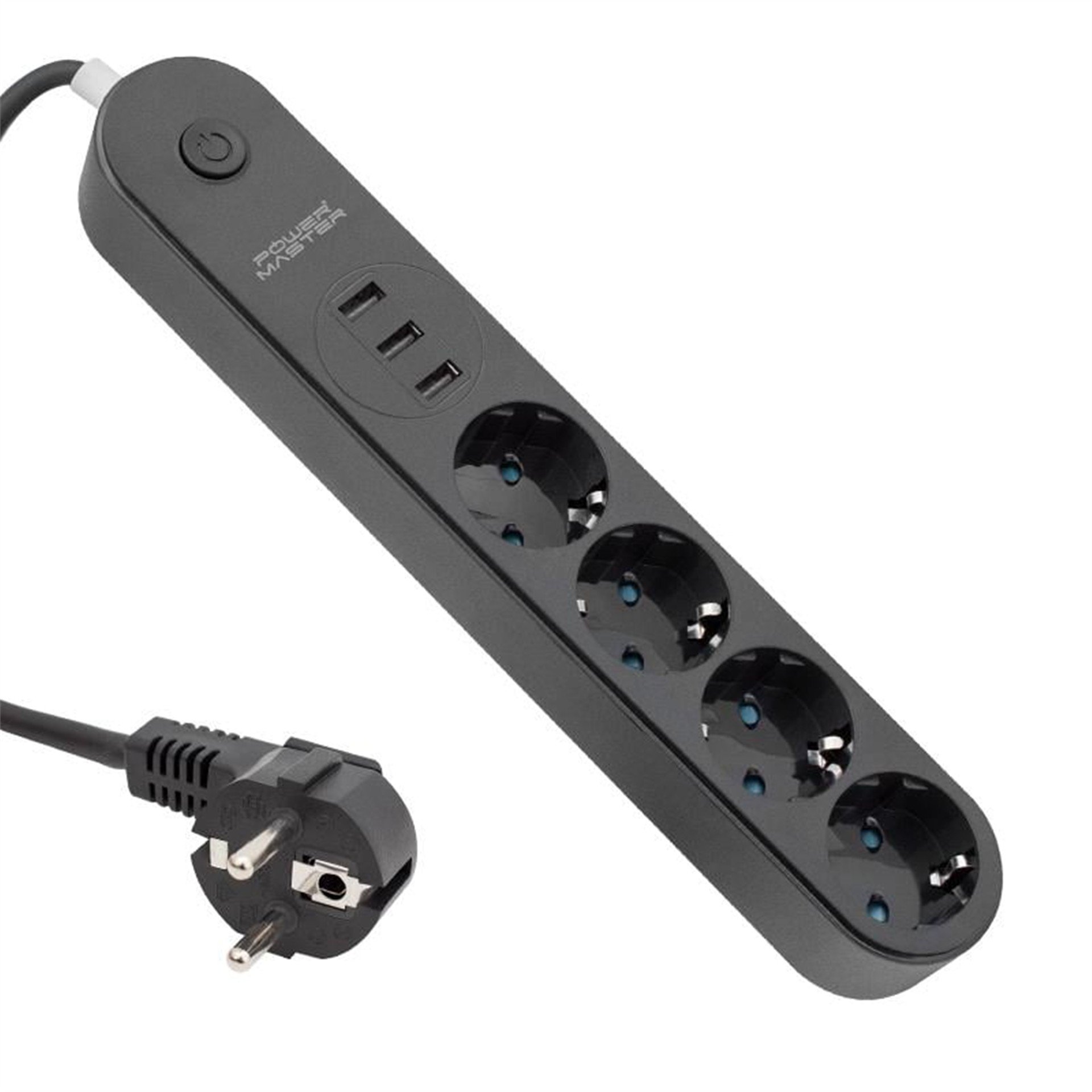 Powermaster Powermaster 4'lü 3 Usb'li 1.5 Metre Oval Kasa Grup Priz PM-7748 - Grup Prizler