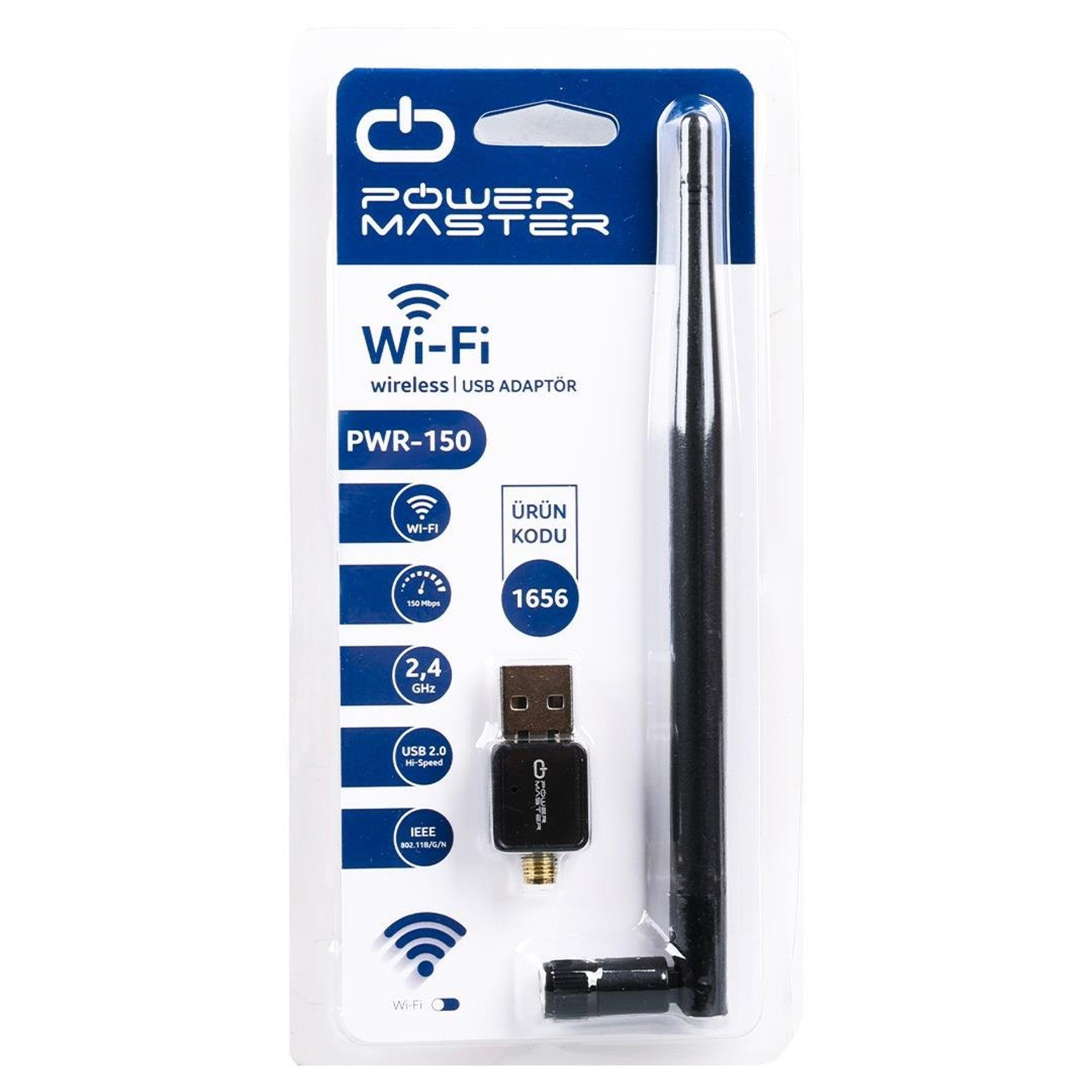 Powermaster PowerMaster 802.11N Micro 7601 Chipset 2.4GHz 150 Mbps HD Uydu Alıcı Uyumlu Antenli USB Stick Wifi Adaptör - Wireless Adaptör