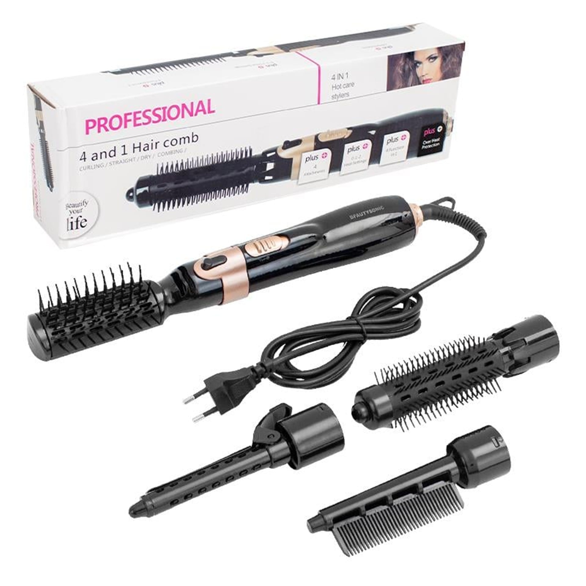 Powermaster PowerMaster BDS-1801 4ü1 Arada Hava Üflemeli Saç Düzleştirici Şekillendirici Seti - Kişisel Bakım