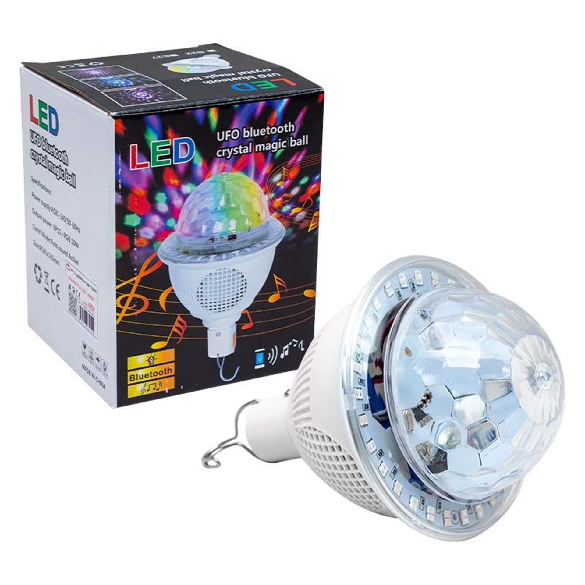 Powermaster Powermaster Bluetooth Destekli Animasyonlu 10 Watt Şarjlı Ufo Tip Disko Topu PM-4191 - Led Ampul Aydınlatma