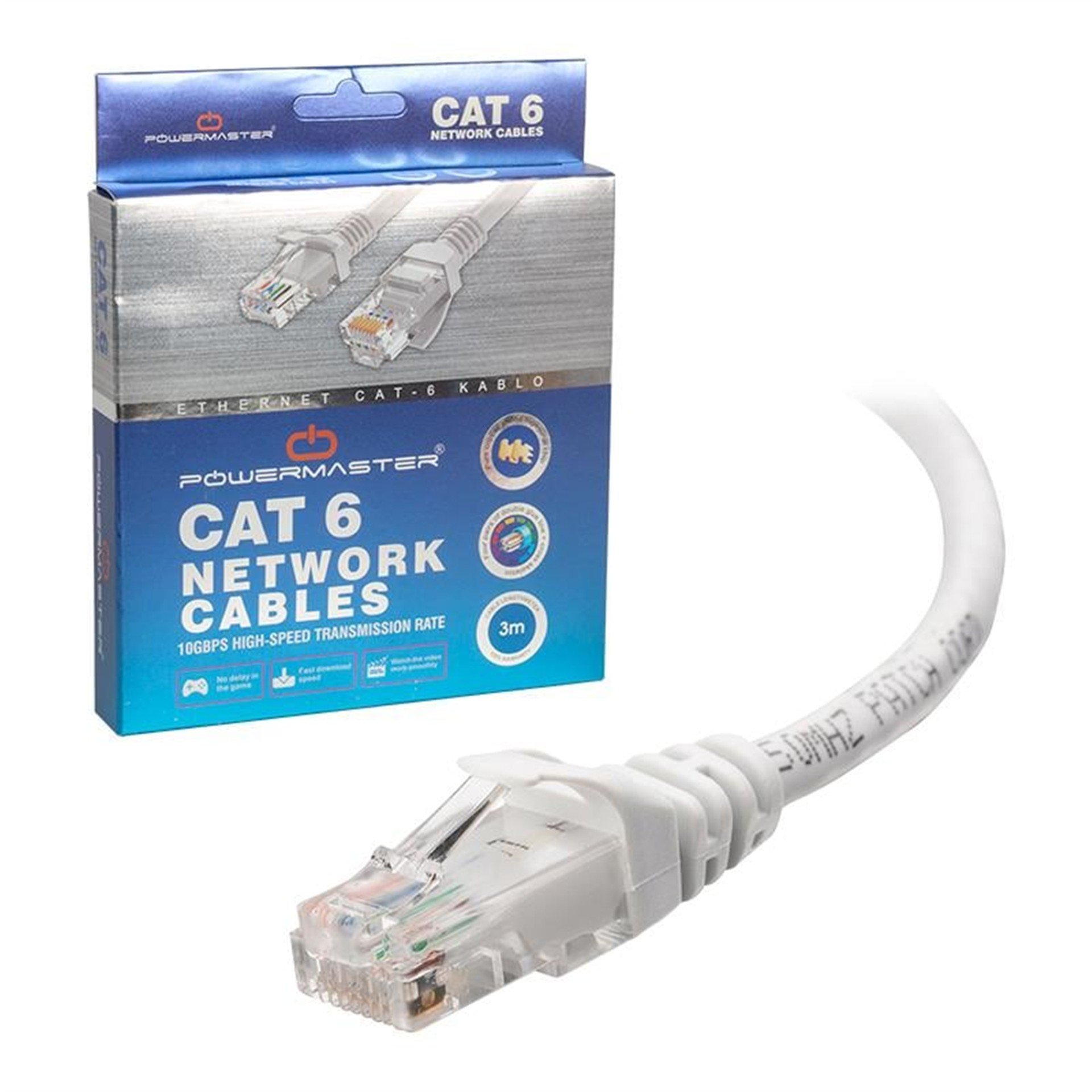 Powermaster PowerMaster Cat6 3 Metre RJ45 Patch Network Ethernet İnternet Kablosu - Network Kabloları