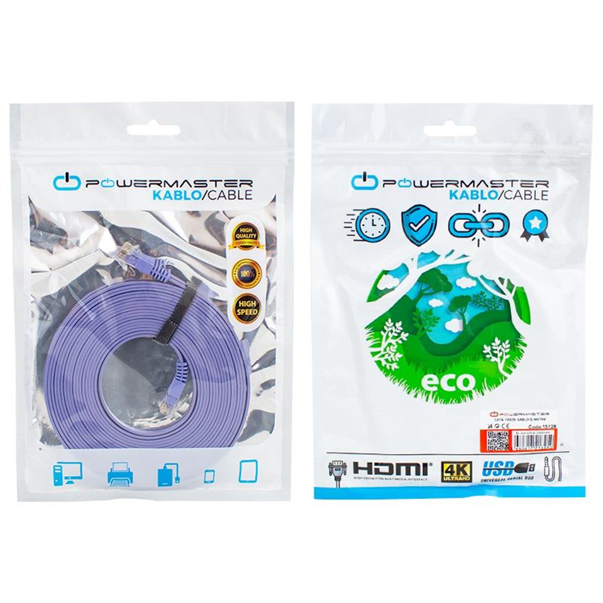 Powermaster Powermaster Cat6 Yassı Kablo 5 Metre - Network Kabloları