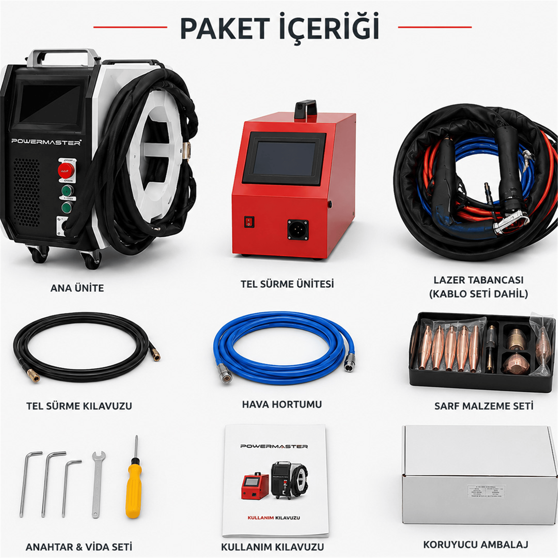 Powermaster Powermaster EX1500W 4'Ü 1 Arada Hava Soğutmalı Lazer Kaynak Ve Temizleme Makinesi - Hırdavat Ekipmanları Diğer