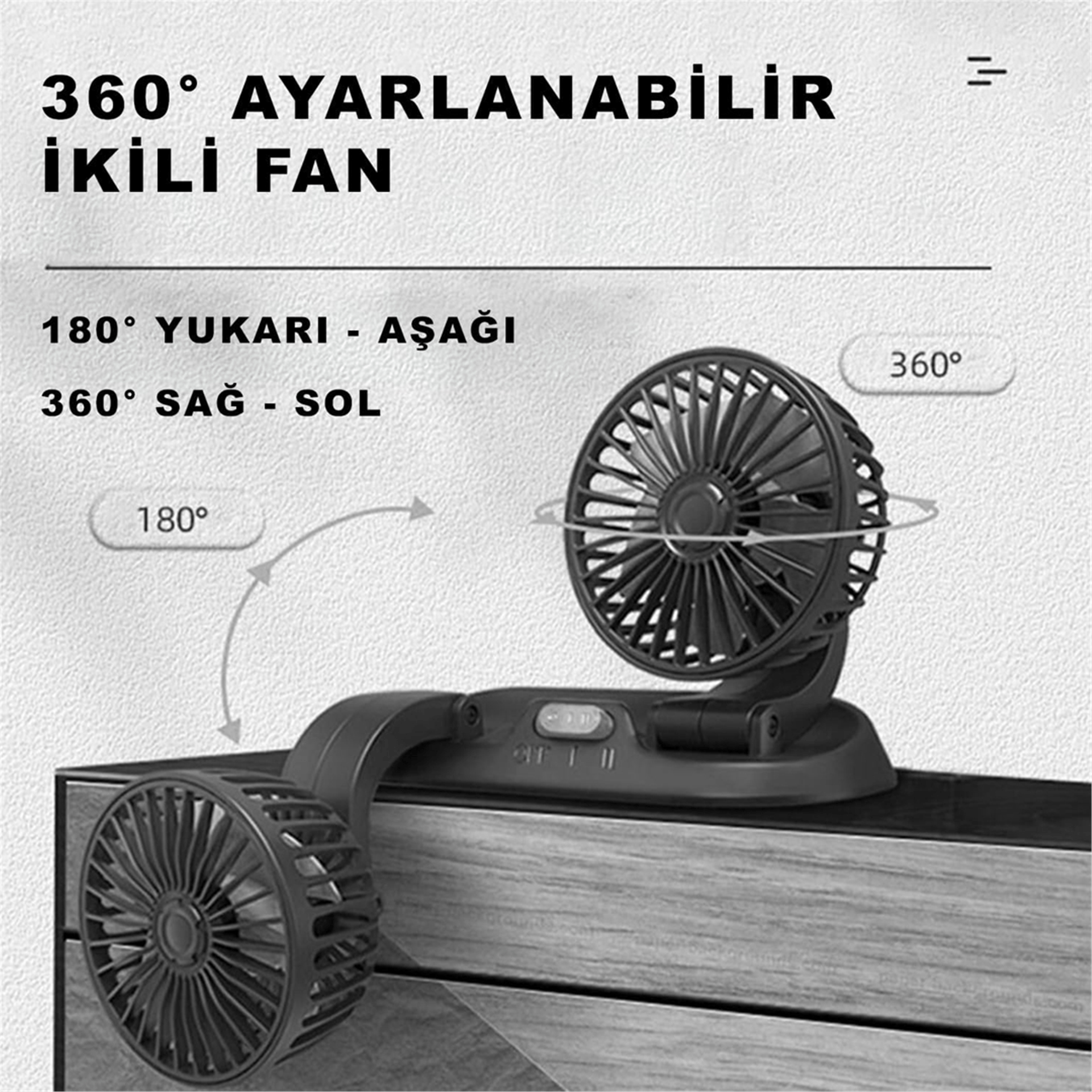 Powermaster Powermaster FAN10 Mini 12 Volt Dc Çakmaklıklı Numaratörlü Plastik 2'Li Araç Vantilatör Fan - DC-PC Fan-Vantilatör