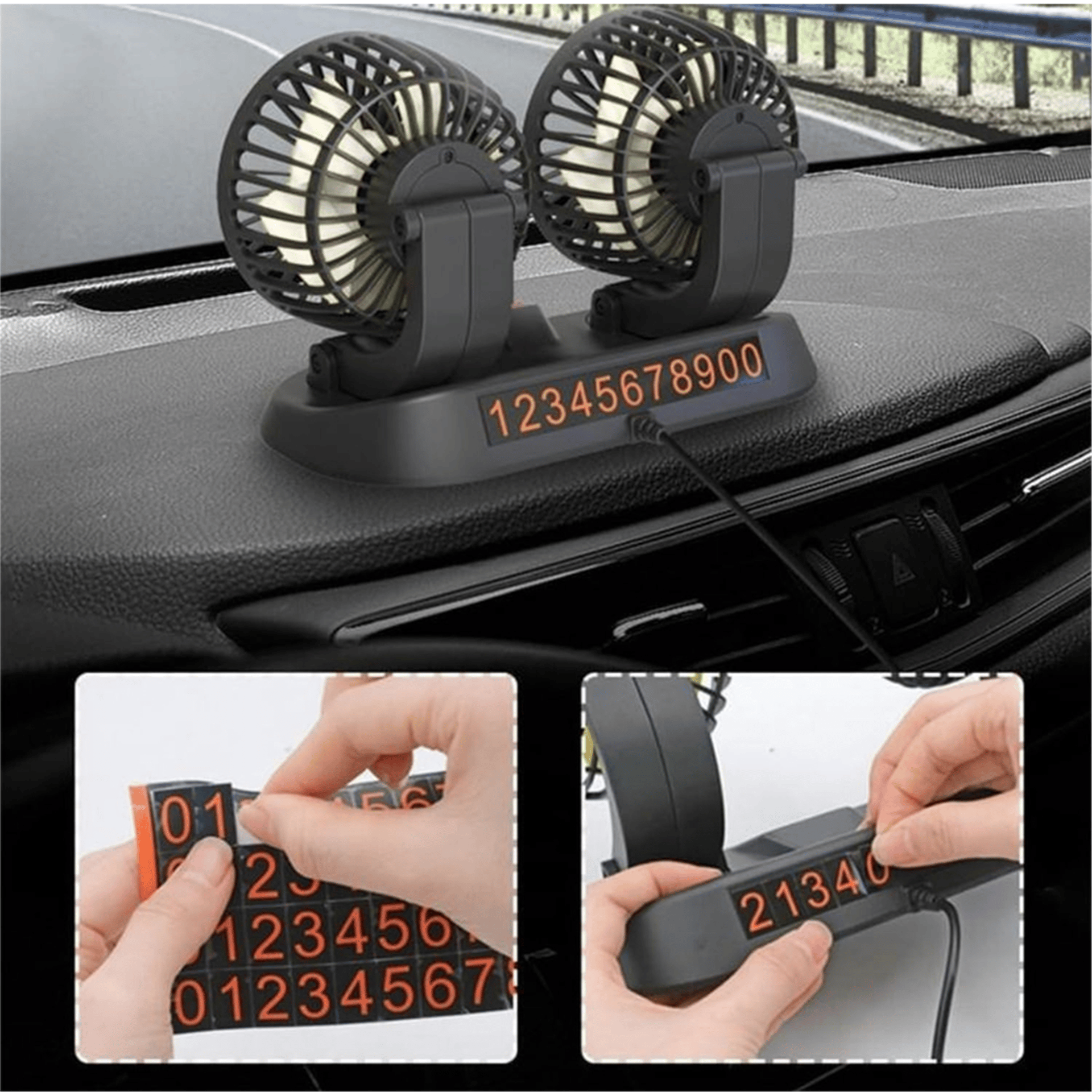 Powermaster Powermaster FAN10 Mini 12 Volt Dc Çakmaklıklı Numaratörlü Plastik 2'Li Araç Vantilatör Fan - DC-PC Fan-Vantilatör