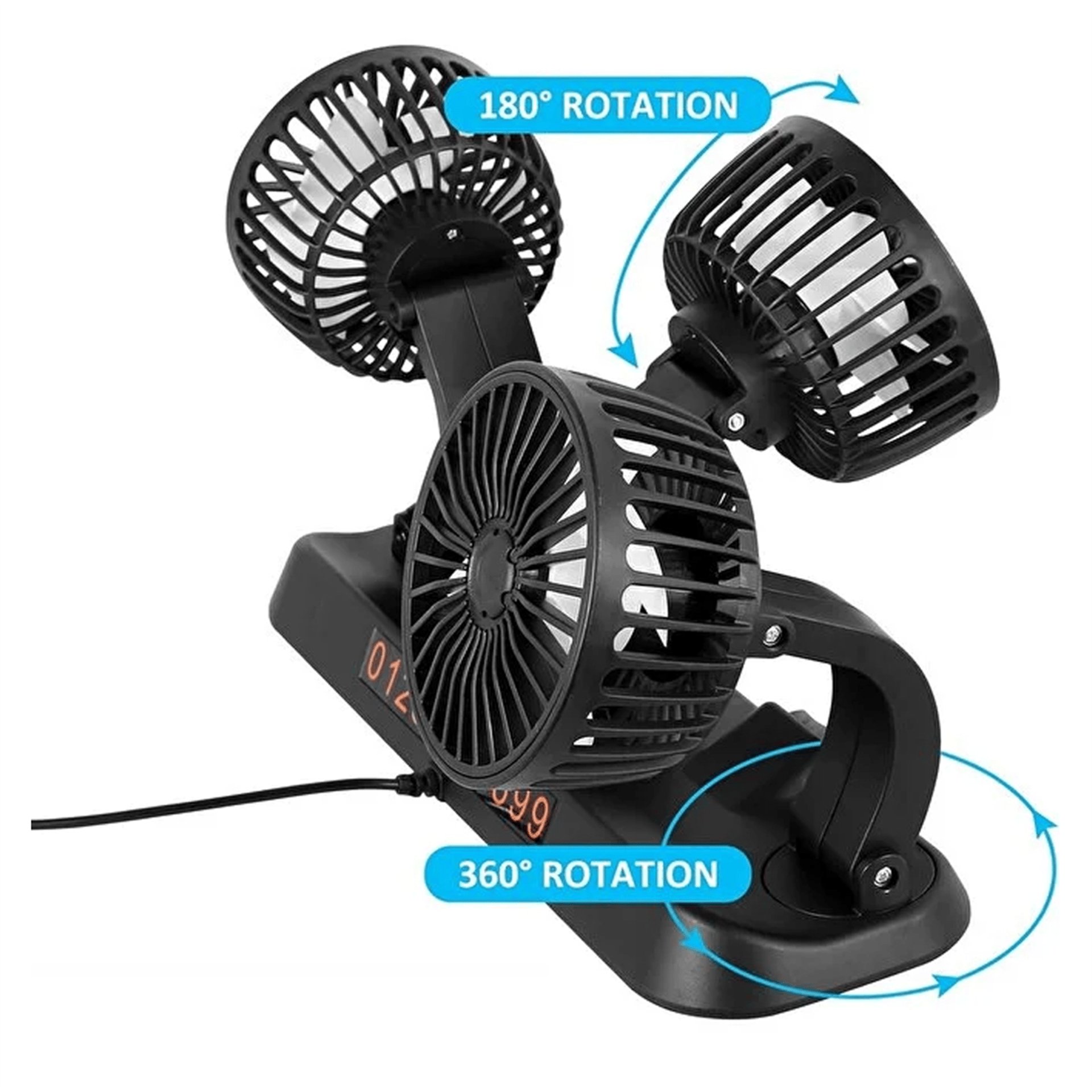 Reyonex POWERMASTER FAN40 12 VOLT DC ÇAKMAKLIKLI MİNİ 3'LÜ PLASTİK ARAÇ FANI - Fanlar