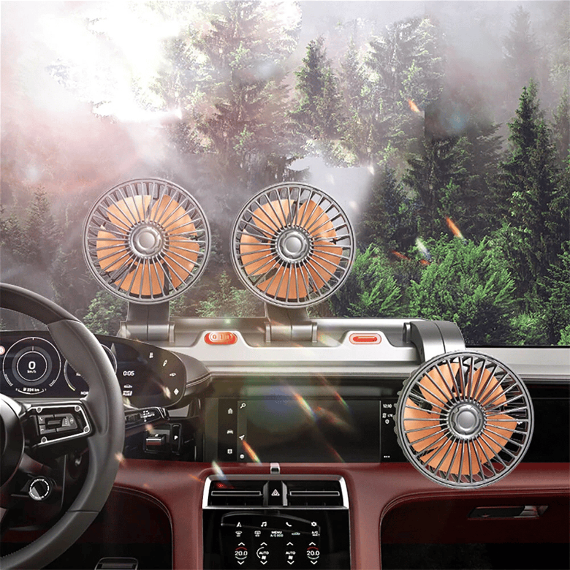 Powermaster Powermaster FAN40 Araç İçi Vantilatör Fanı 12 Volt Çakmaklık Girişli 3 Başlıklı 360 Derece - DC-PC Fan-Vantilatör