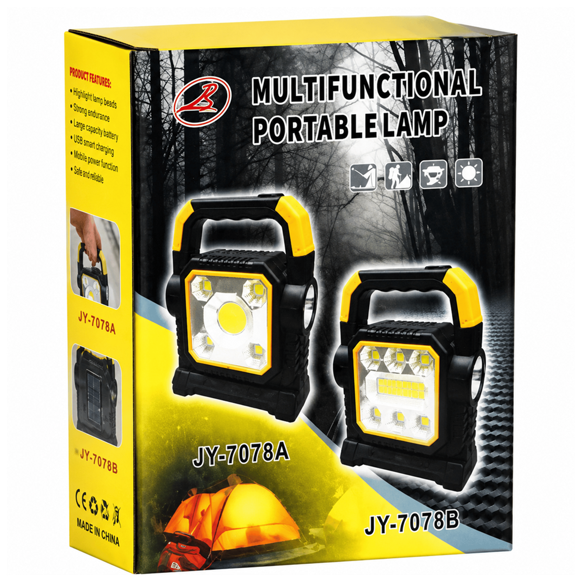 Powermaster Powermaster HC-7078-D Üç Çalışma Modlu Şarjlı 40 SMD Ledli Taşınabilir Solar Panelli Lamba - Fener ve Işıldaklar