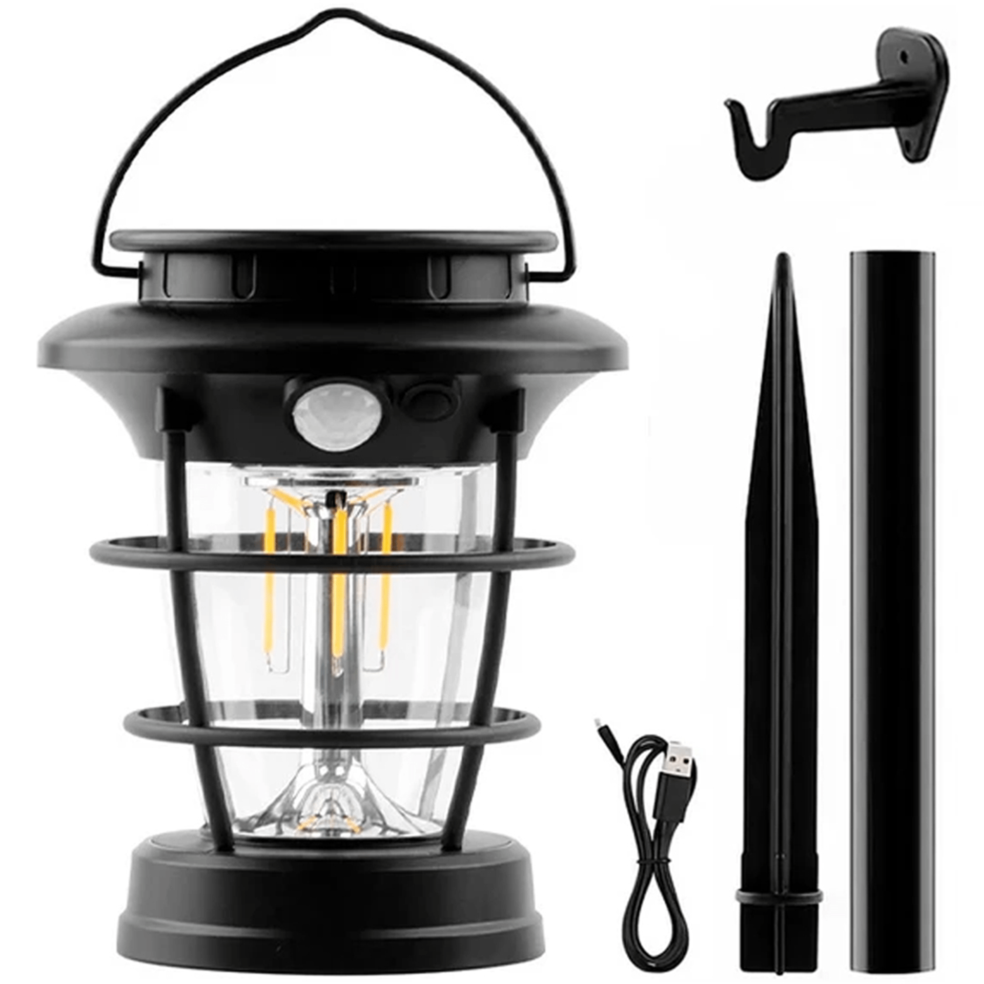 Powermaster Powermaster HOP-8818 Sensörlü Taşınabilir Şarjlı + Solar Panelli 4 Çalışma Modlu Beyaz-Günışığı Işık Bahçe-Kamp Lambası - Solar Aydınlatma Setleri
