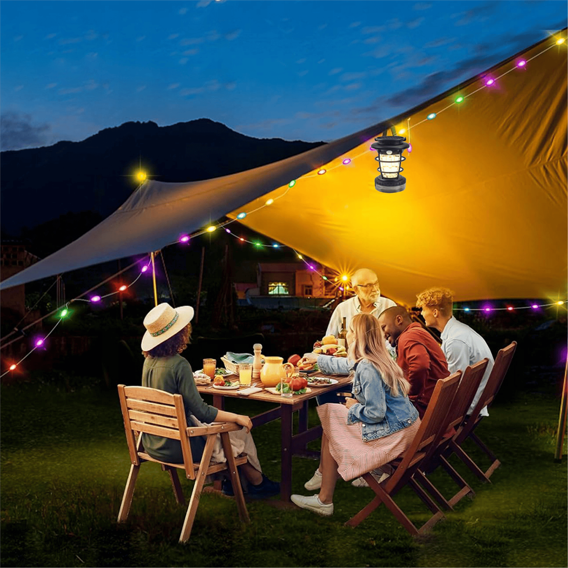 Powermaster Powermaster HOP-8819 Solar Güneş Panelli Sensörlü Kamp Lambası (Filament + SMD + RGB Şerit) - Aydınlatma Diğer