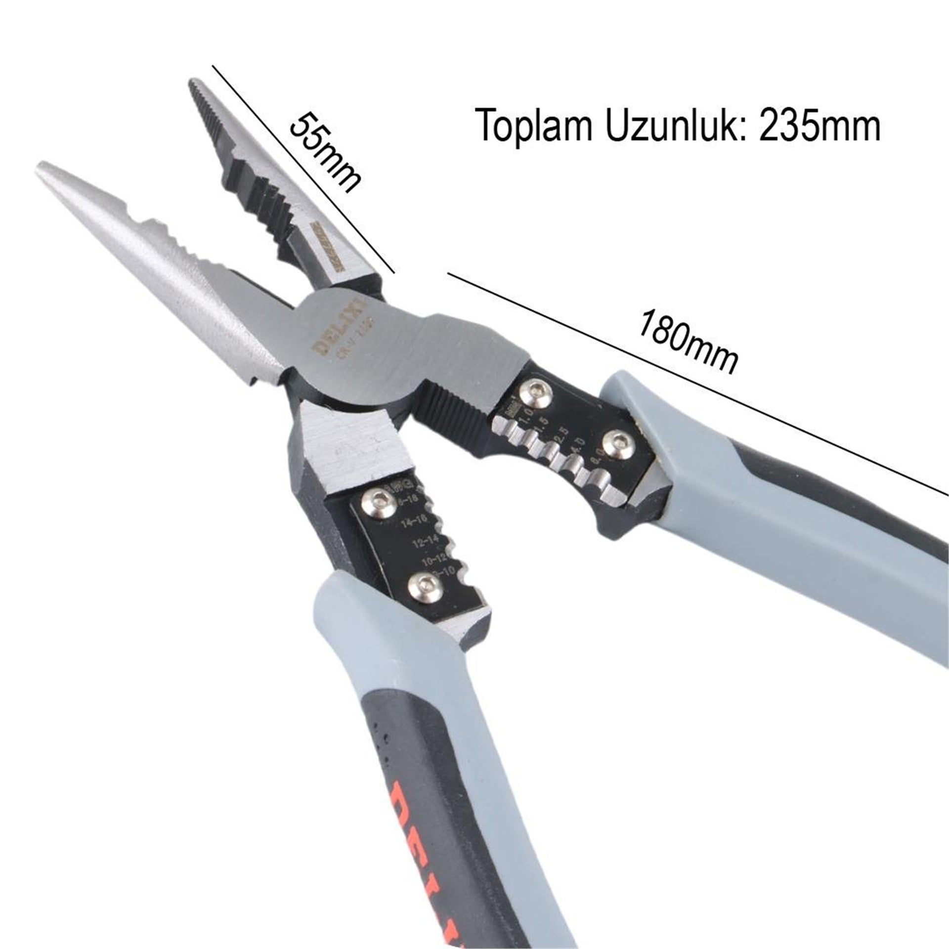 Powermaster PowerMaster Karga Burun - Terminal Sıkıştırma - Kablo Soyacı Pensesi (4IN1 Fonksiyonlu) - Pense