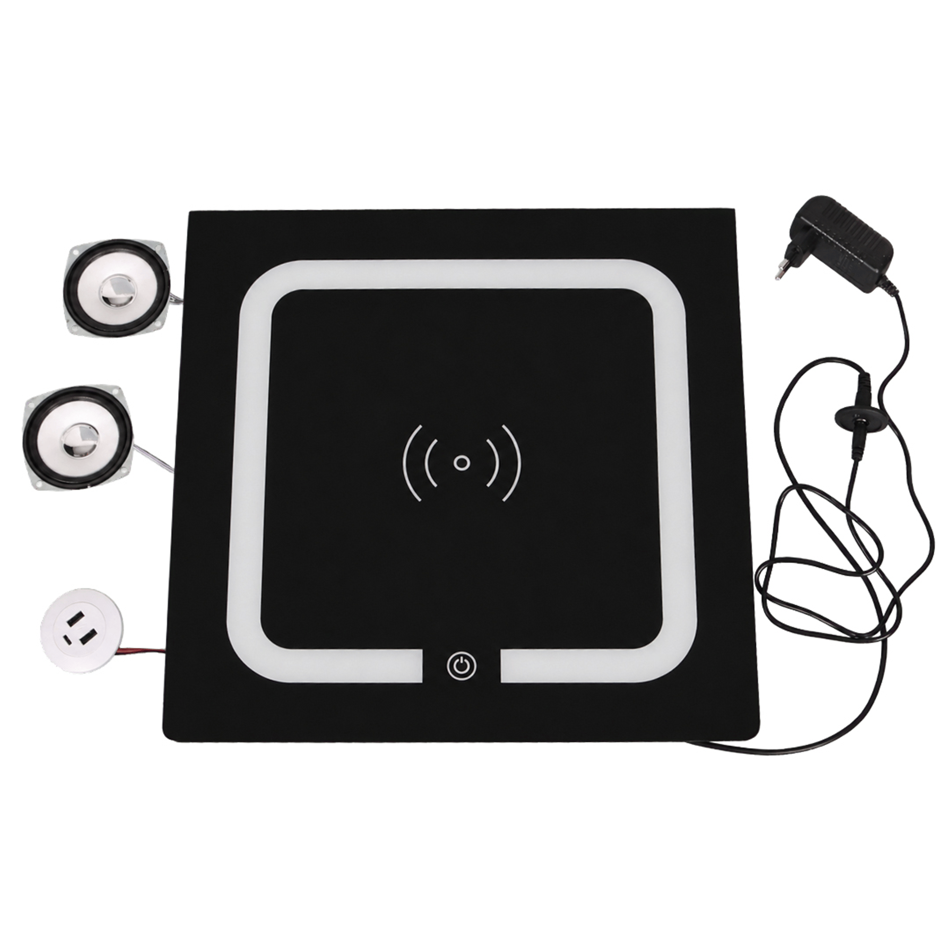 Powermaster PowerMaster KH-BC01 Mobilya Komodin Kablosuz + Kablolu Şarj Ünitesi BT Speaker Dokunmatik LED Aydınlatma - Telefon Ve Aksesuar