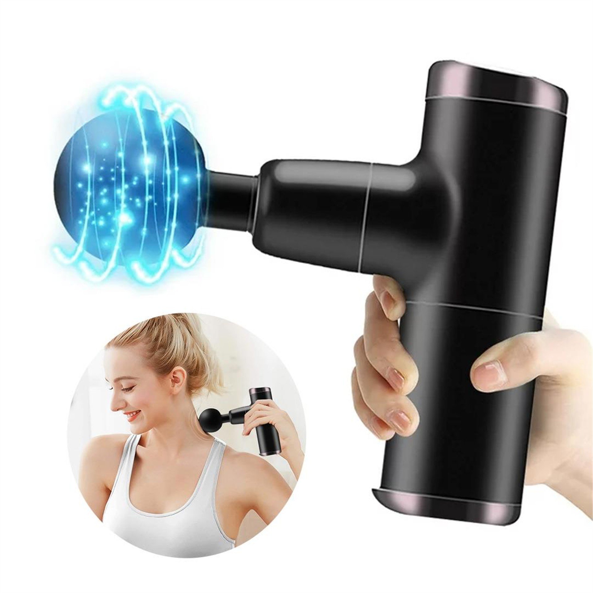 Powermaster Powermaster KH550 Usb Şarjlı 6 Hız Kademeli Tek Başlıklı Mini Masaj Tabancası - Küçük Ev Aletleri
