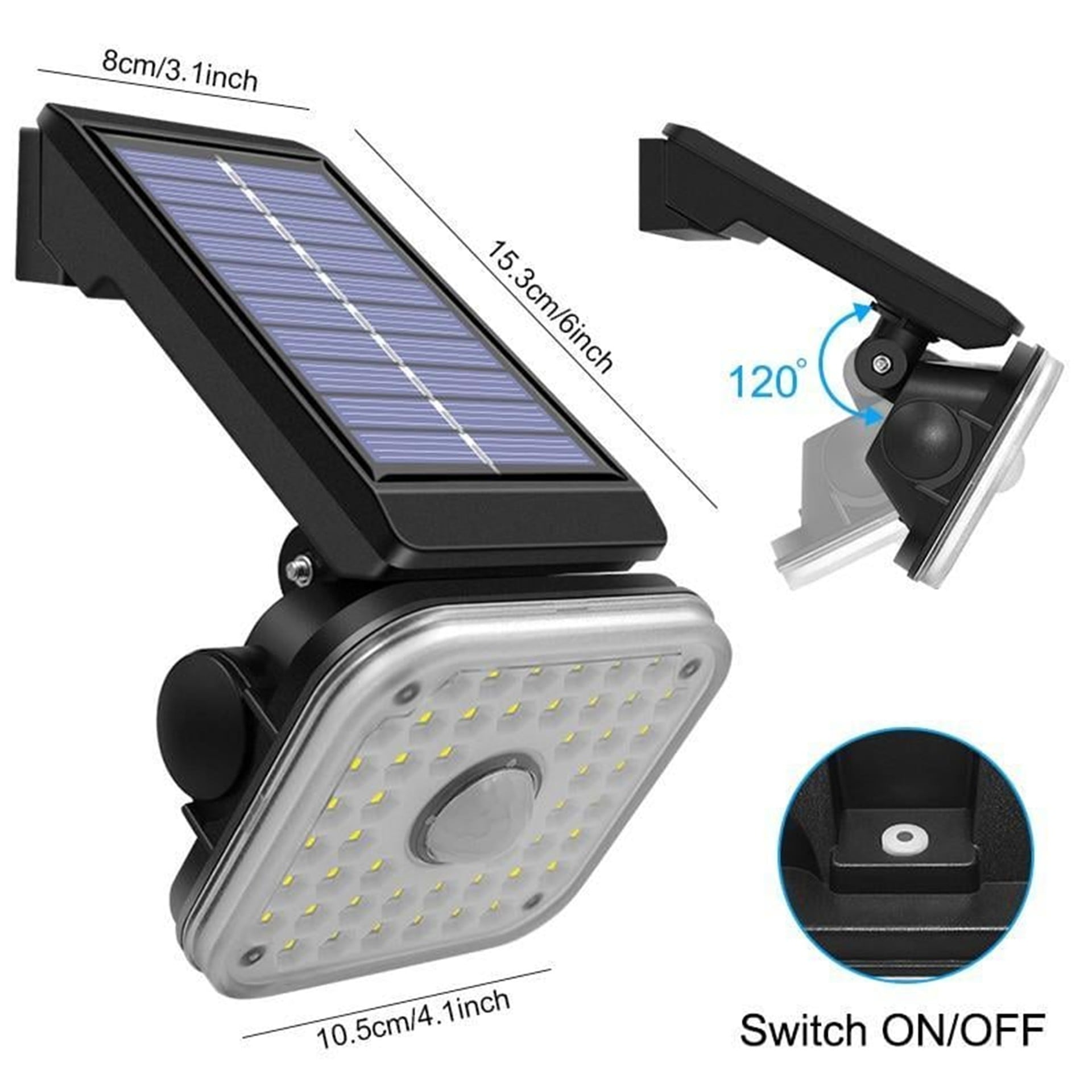 Powermaster Powermaster LF-1750B 48 SMD Ledli 3 Modlu Sensörlü Solar Duvar Lambası - Ledli Lambalar