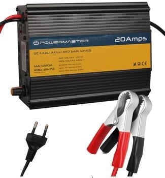 POWERMASTER MA-1220A 12 VOLT - 20 AMPER AKILLI KURU - ASİT - JEL AKÜ ŞARJ CİHAZI (İNGİLİZ SOKET)