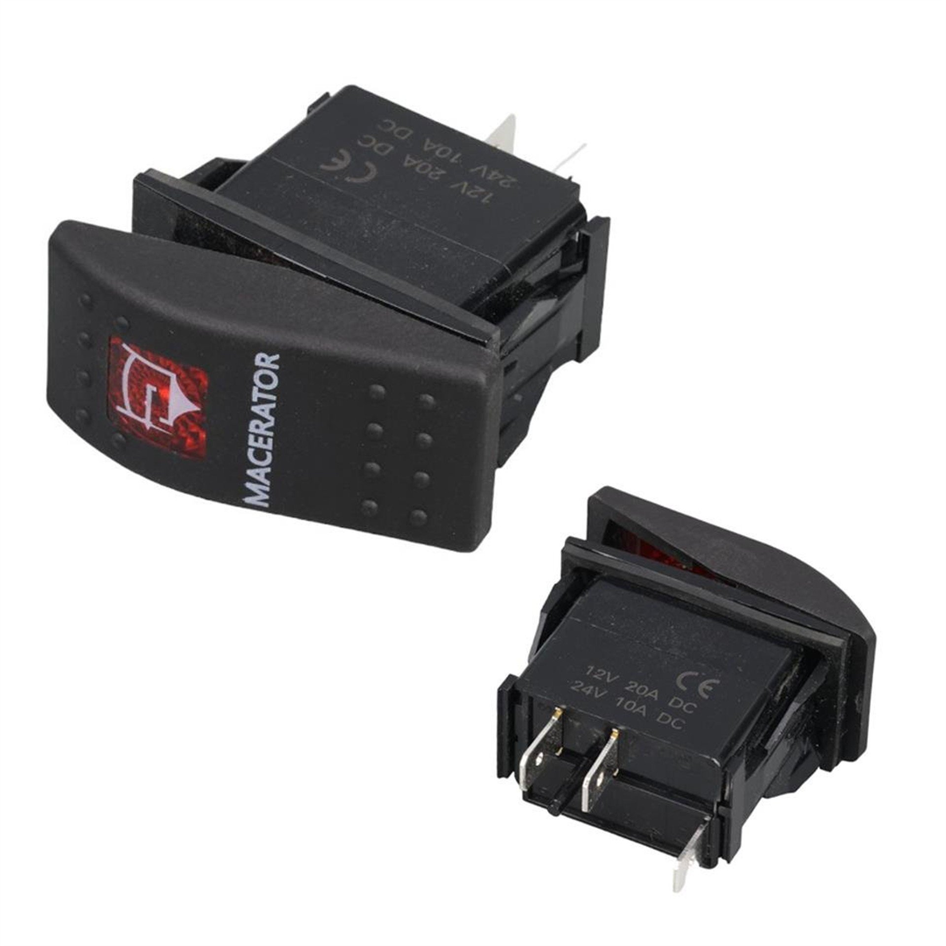Powermaster PowerMaster Macaratör Sembollü Işıklı 3 Pinli On-Off 12-24V Marin Switch - Fiş - Jack - Şase