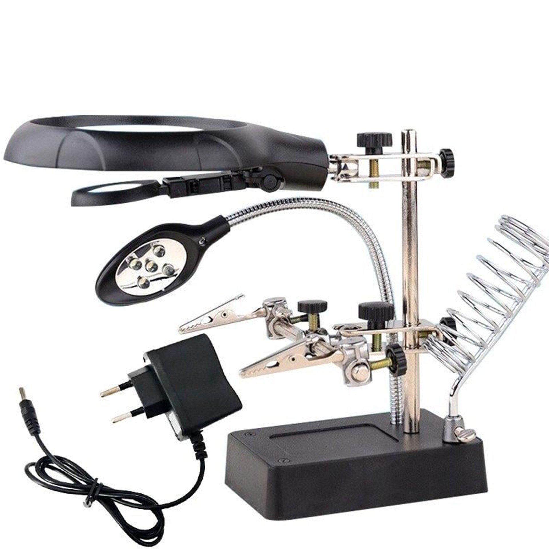 Powermaster Powermaster MG-16129C Büyüteç - Havya Standı Adaptörlü (4.2V-500mA) - Havya Standı