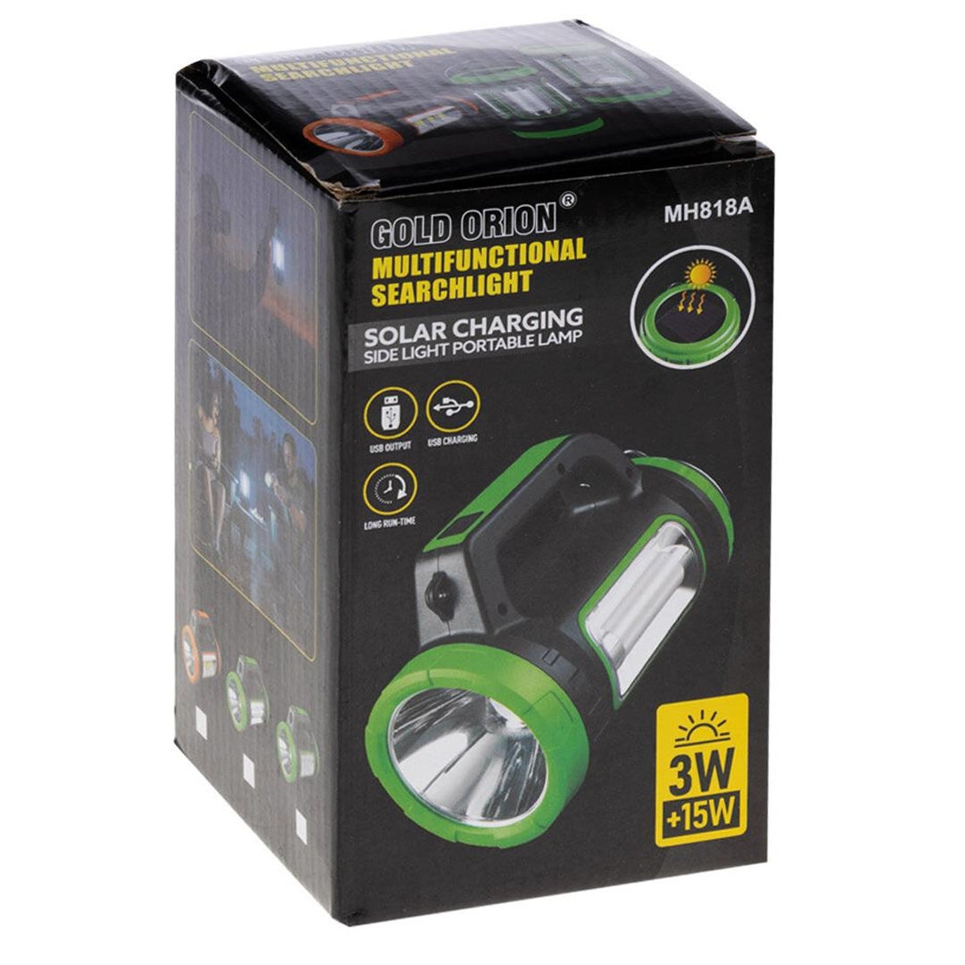 Powermaster Powermaster MH-818A Şarjlı + Solar 5 Modlu Çok Fonksiyonlu 3W+15W Işıldak El Feneri - Fener ve Işıldaklar