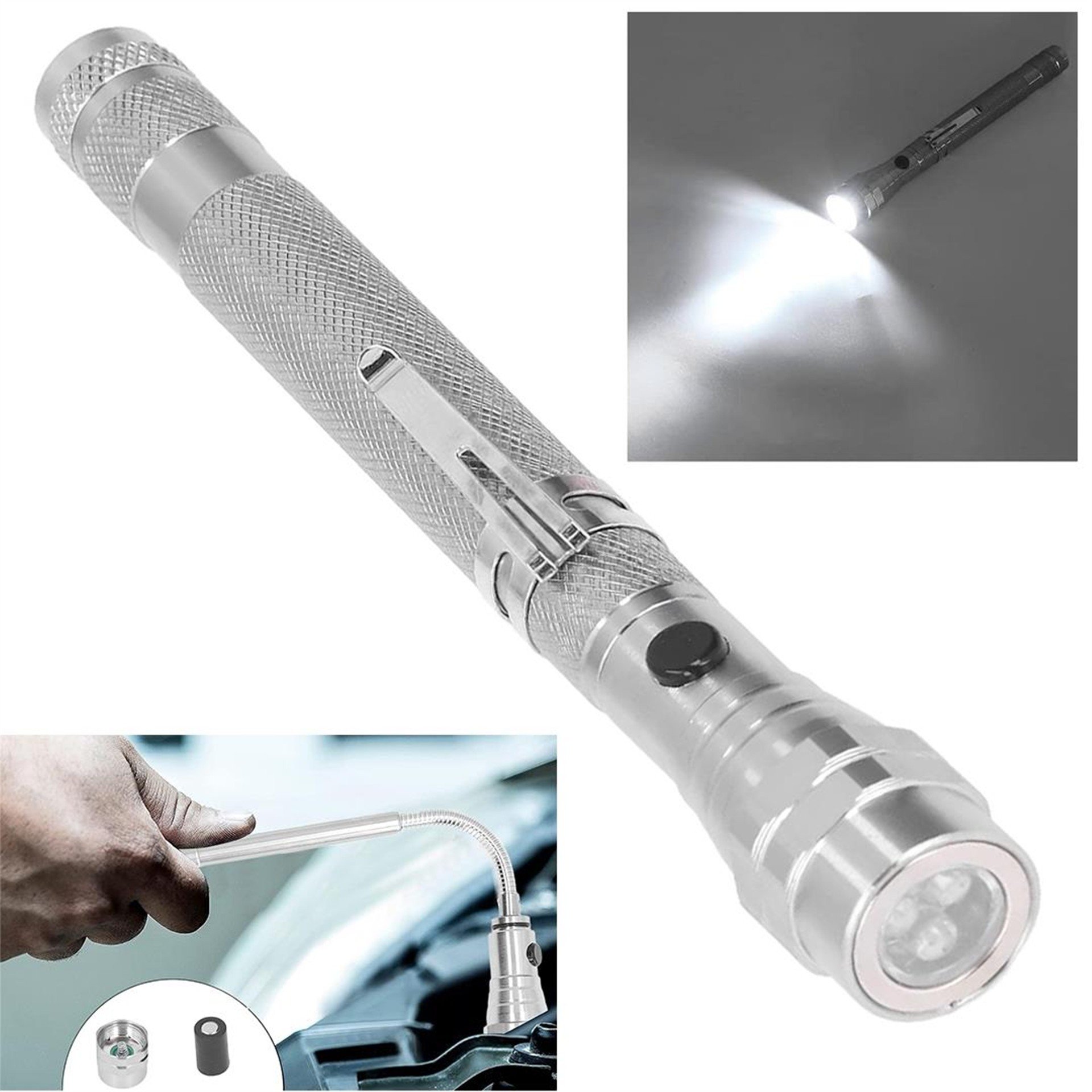 Powermaster Powermaster MX-2808 Mıknatıslı 360 Derece Döner Başlıklı 3 Ledli Beyaz Işık El Feneri - Fener ve Işıldaklar