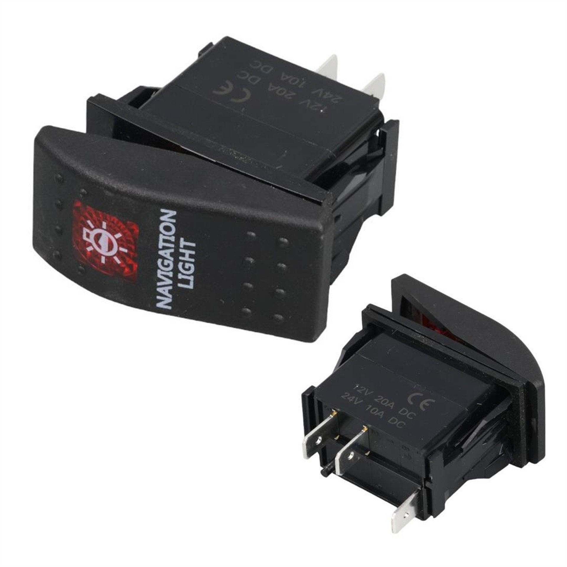 Powermaster PowerMaster Navigasyon Sembollü Işıklı 3 Pinli On-Off 12-24V Marin Switch - Fiş - Jack - Şase