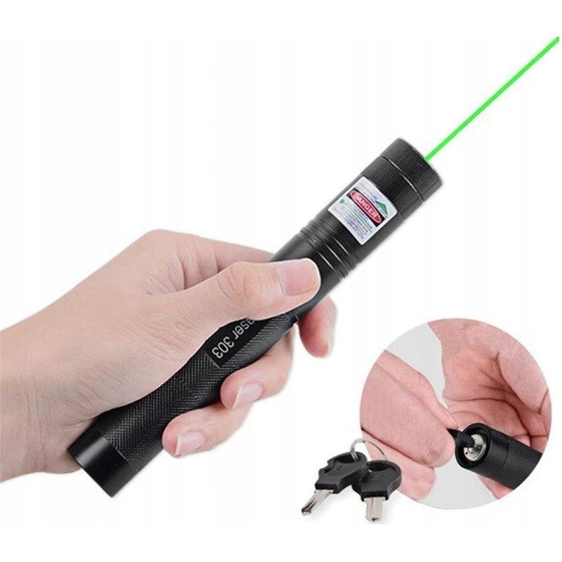 Powermaster PowerMaster OM-120118650 Pilli Şarjlı Anahtar Emniyetli Yeşil Lazer Pointer (50 KM) - Fener ve Işıldaklar